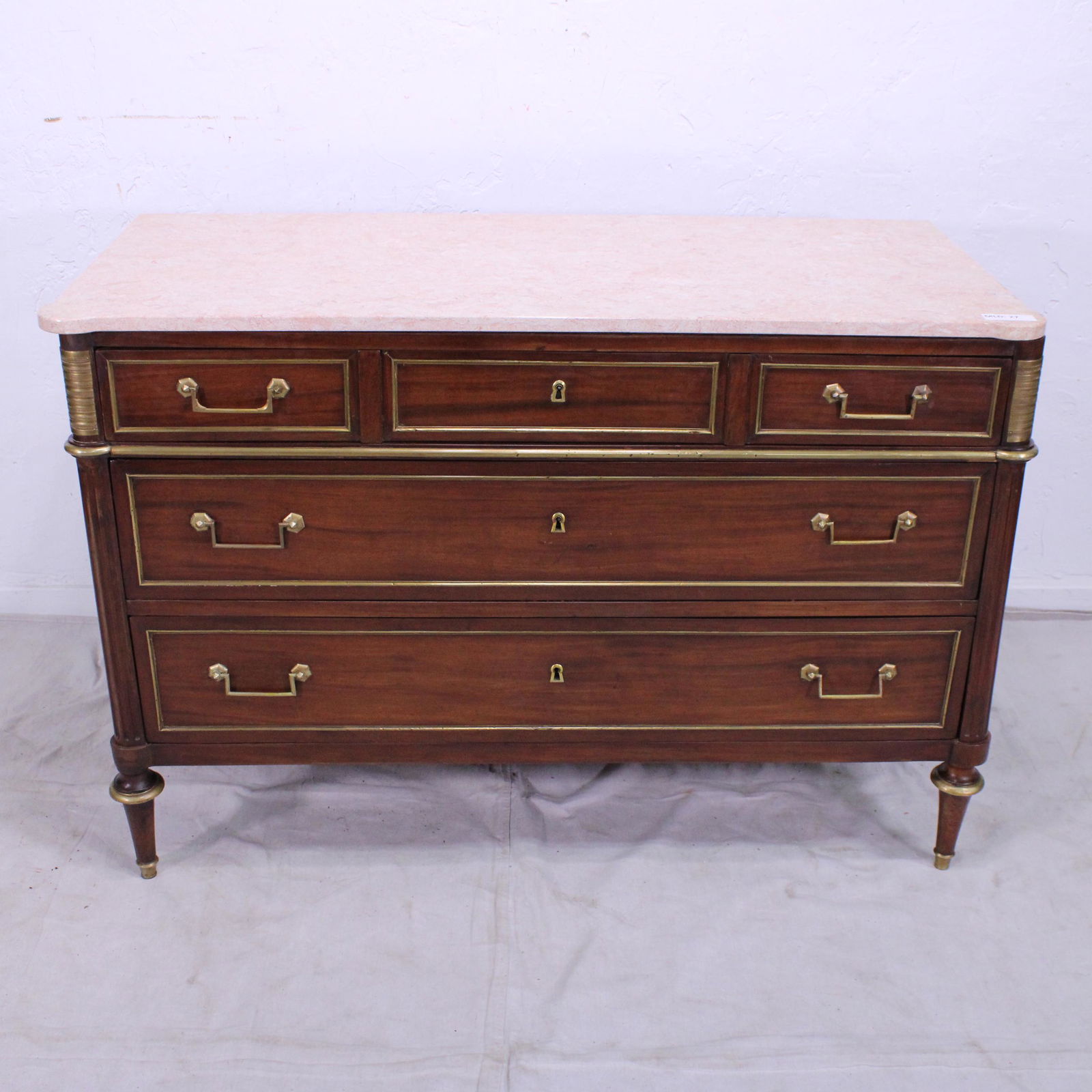 French Louis XVI Style Mahogany Chest - Marble Top (1 of 8)