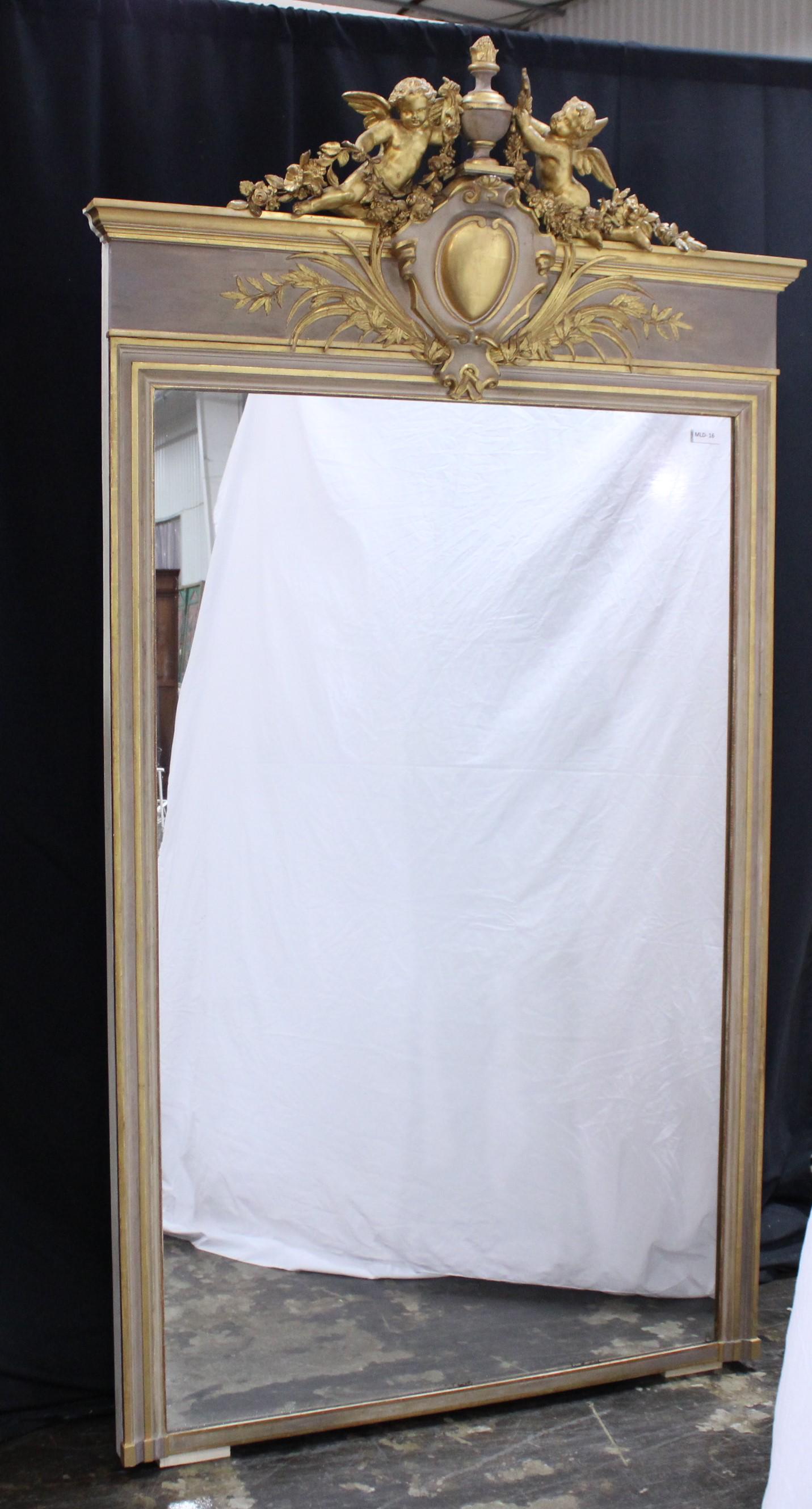 Painted Antique French Gilded Console Mirror (1 of 5)