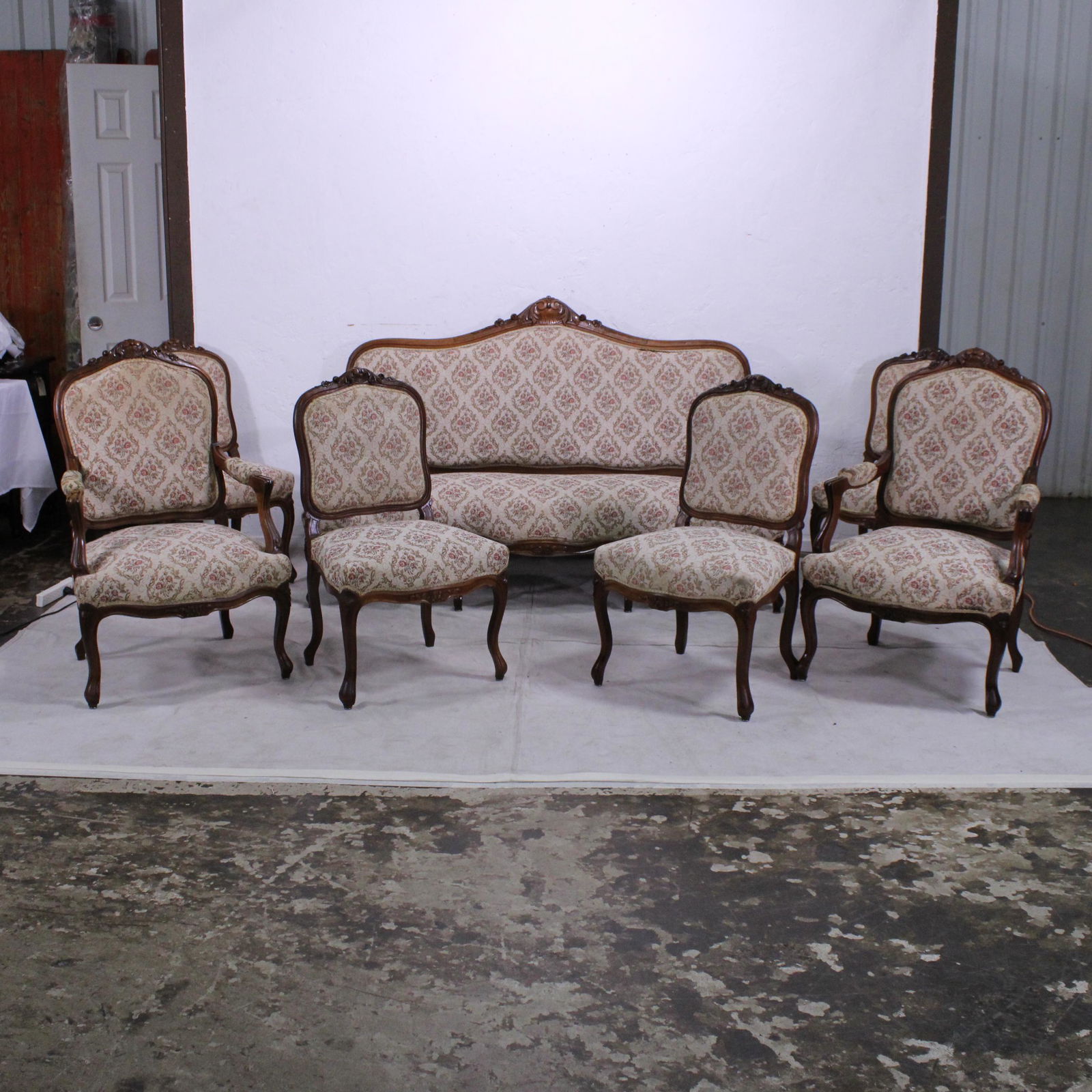 Louis XV Lounge Set - Sofa, 2 Armchairs & 4 Side Chairs (1 of 8)