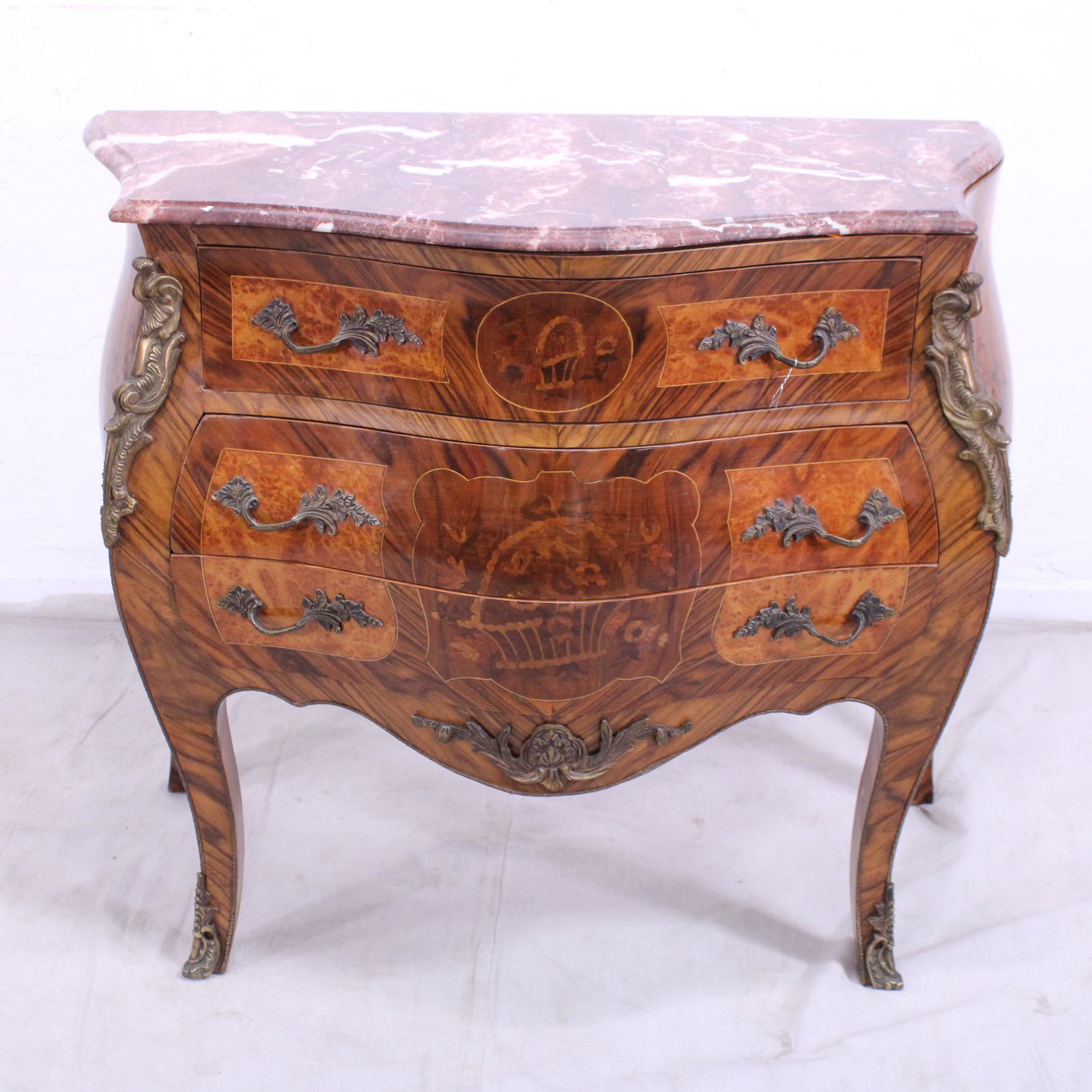 French Inlaid Mahogany Marble Top Commode (1 of 7)