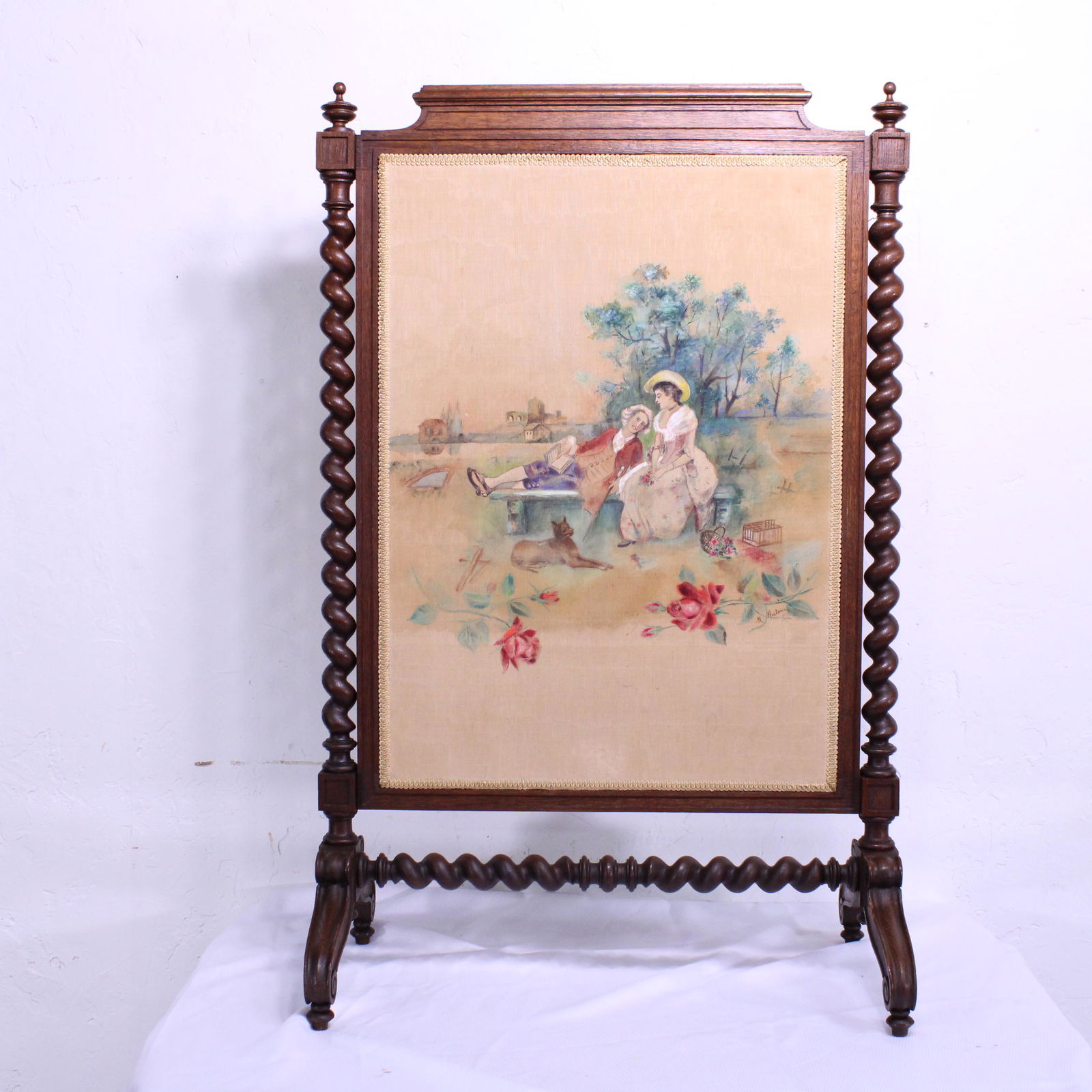 French Barley Twist Fire screen - Painted on Fabric (1 of 9)