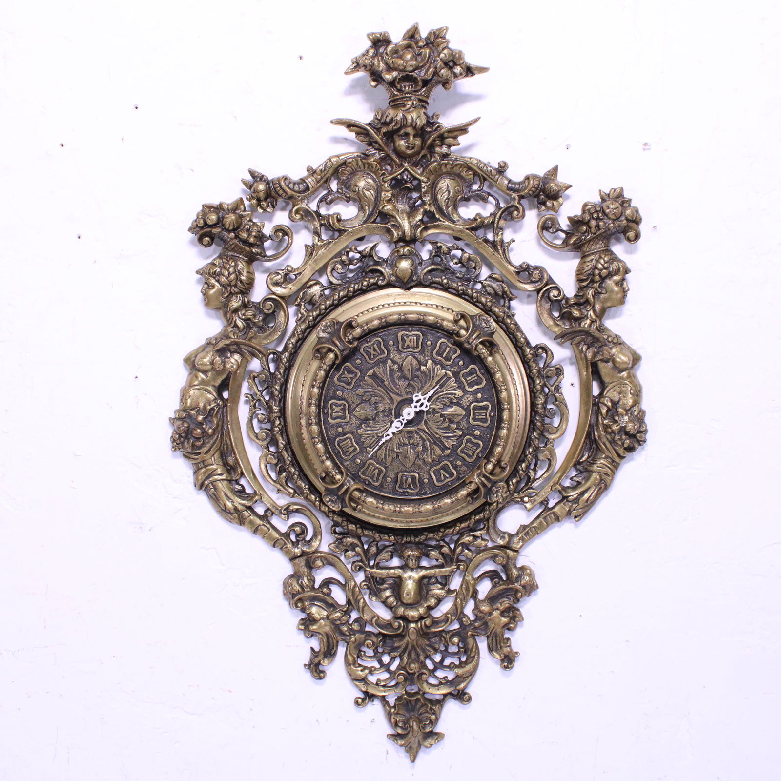 Ornate Brass Wall Clock (1 of 6)