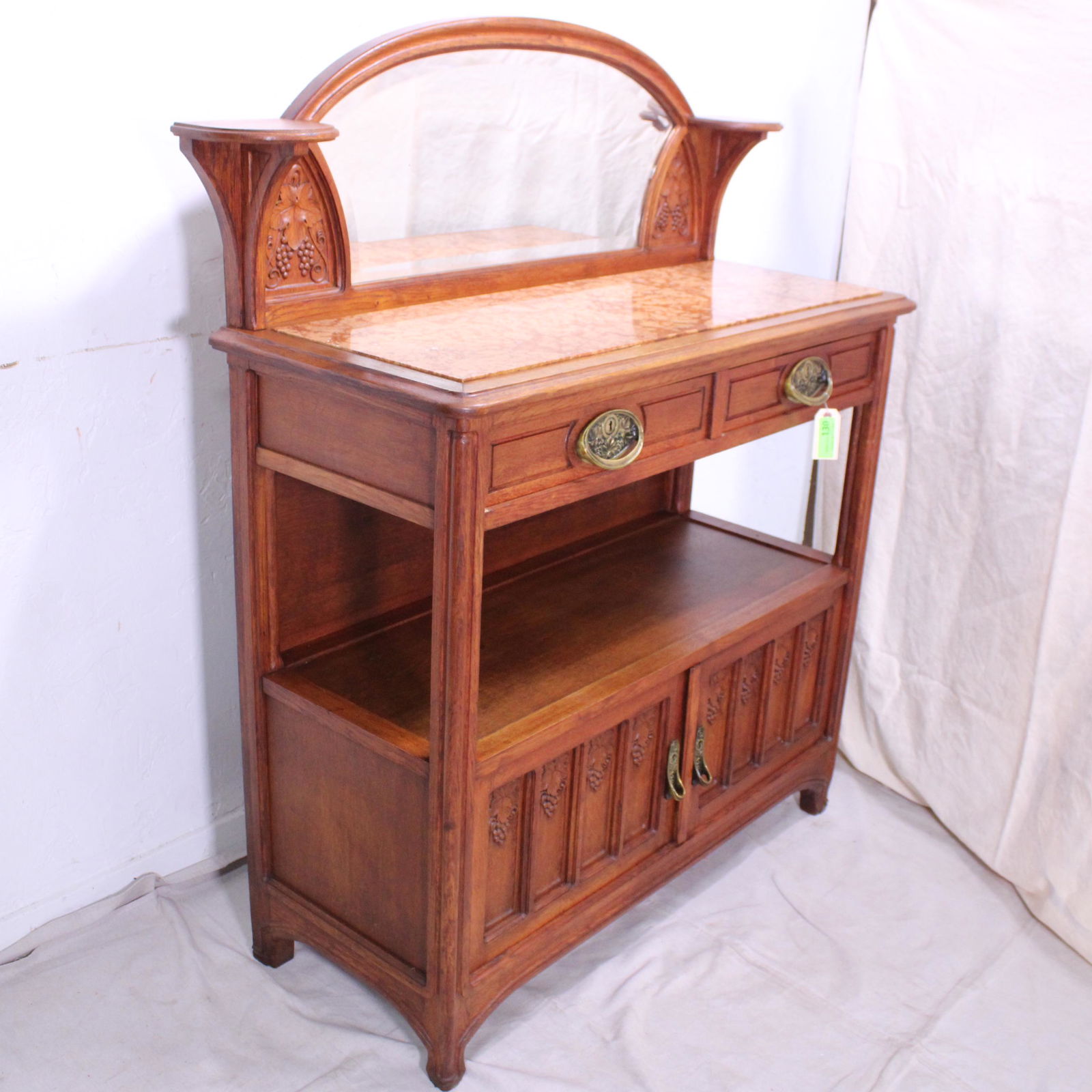 French Art Nouveau Style Buffet Marble, Mirror Back (1 of 6)