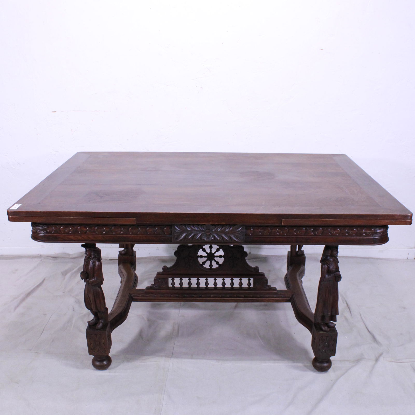 French Breton Style Figural Carved Dining Table (1 of 8)