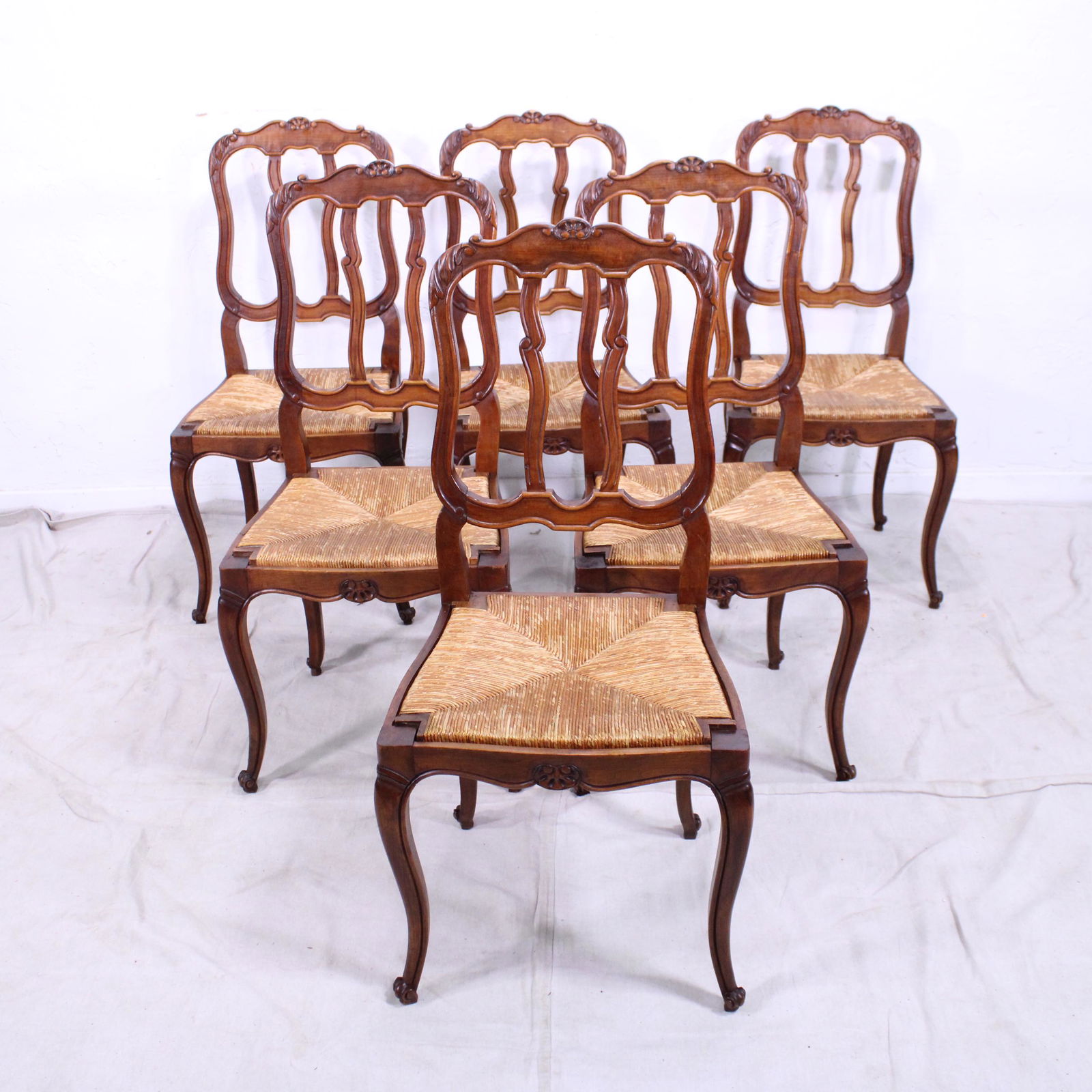 Set of 6 Country French Style Rush Seat Dining Chairs (1 of 7)