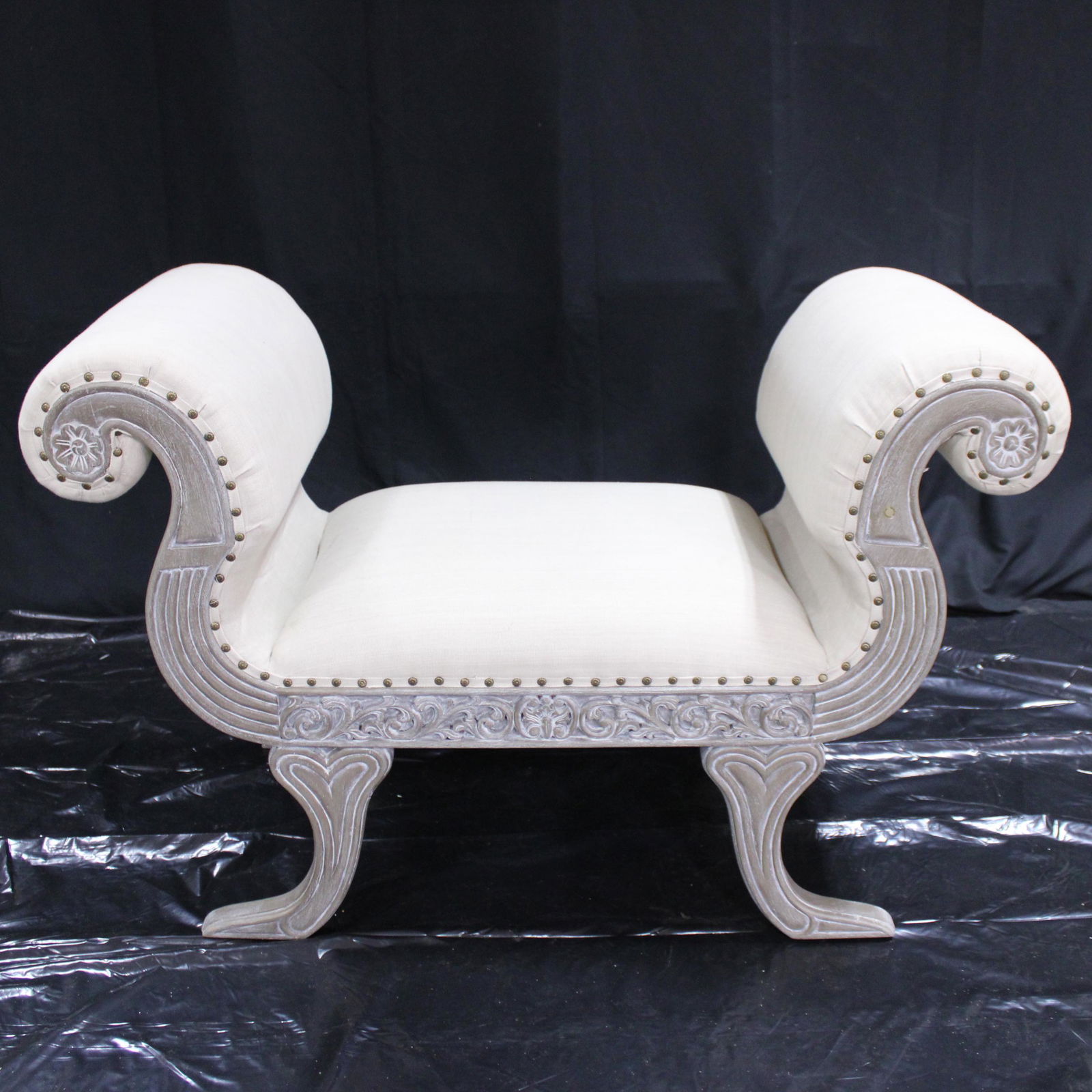 Modern Scroll Side Bench - Mystic Grey Finish (1 of 4)