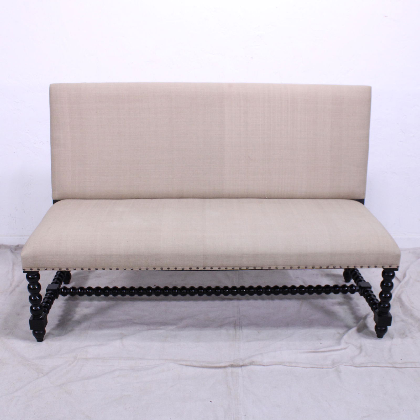 High back Bench with Tan Upholstery: High back Bench with Tan Upholstery - 40 in tall x 61 x 24