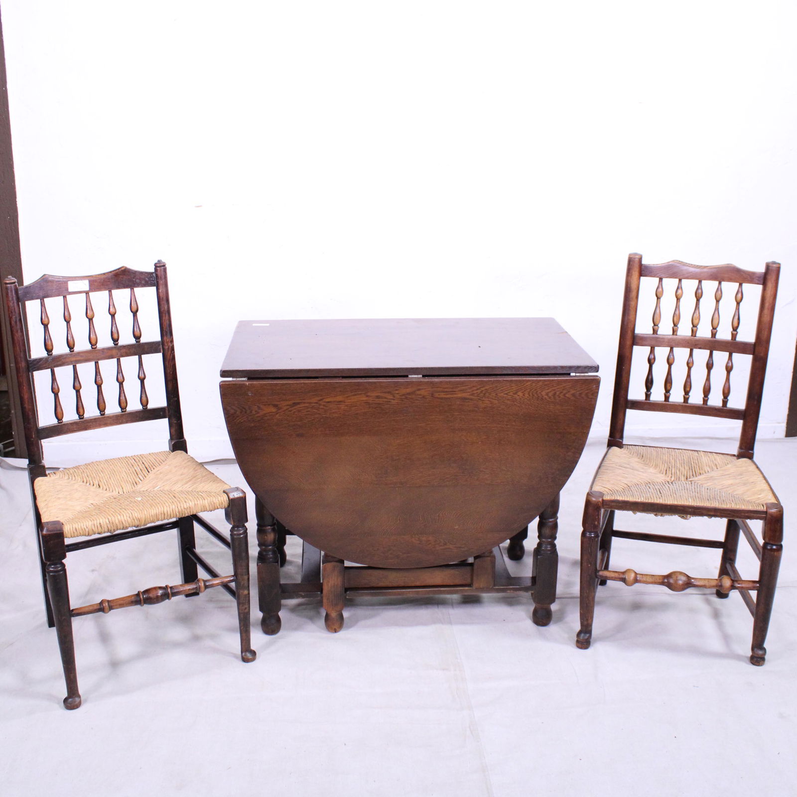 Oak Drop Leaf Table  & Two Similar Chairs (1 of 13)