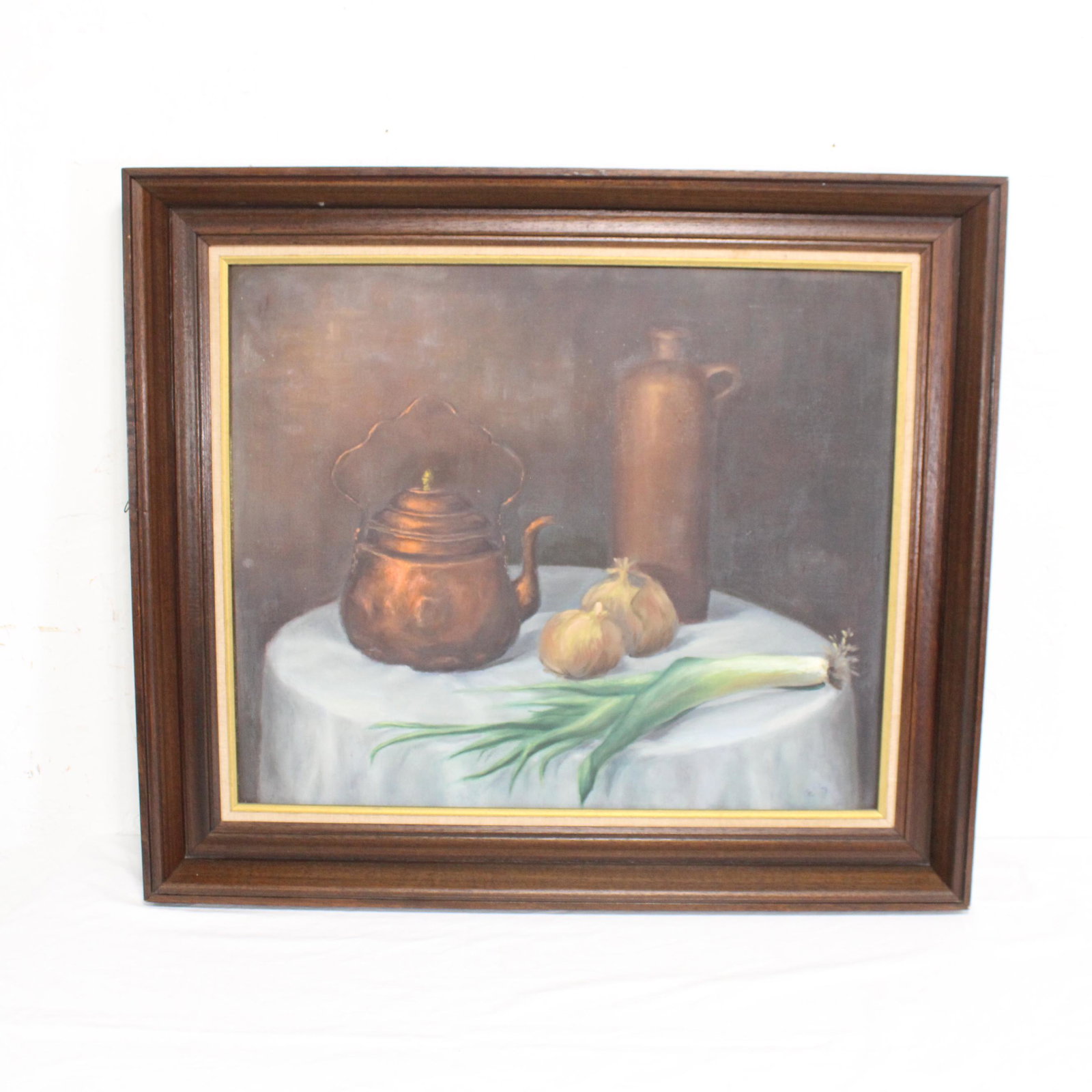 Framed Oil on Canvas Still Life Copper Kettle (1 of 5)
