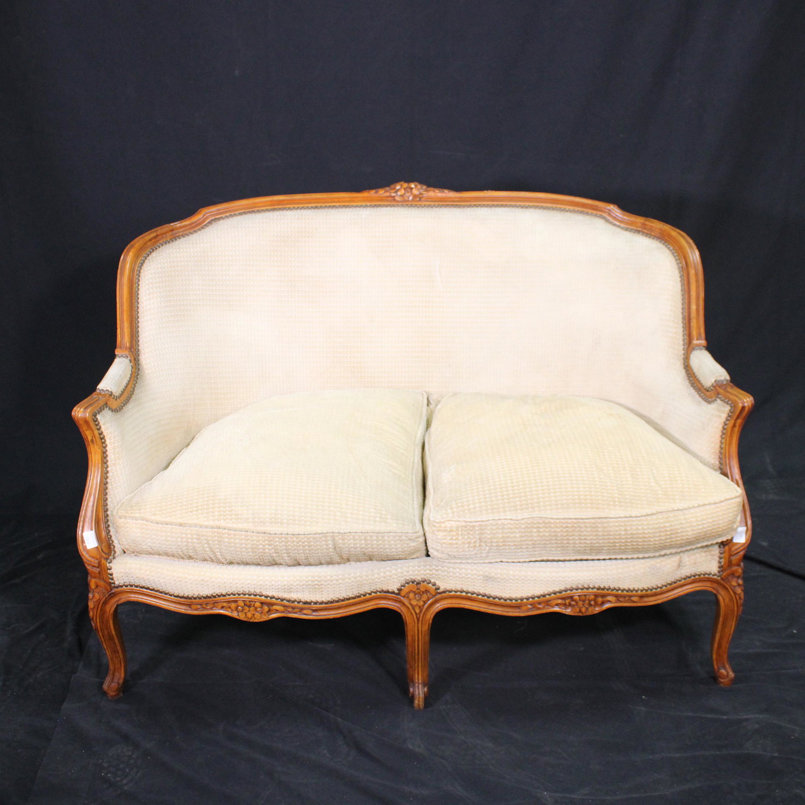 Country French Style Upholstered Settee (1 of 9)