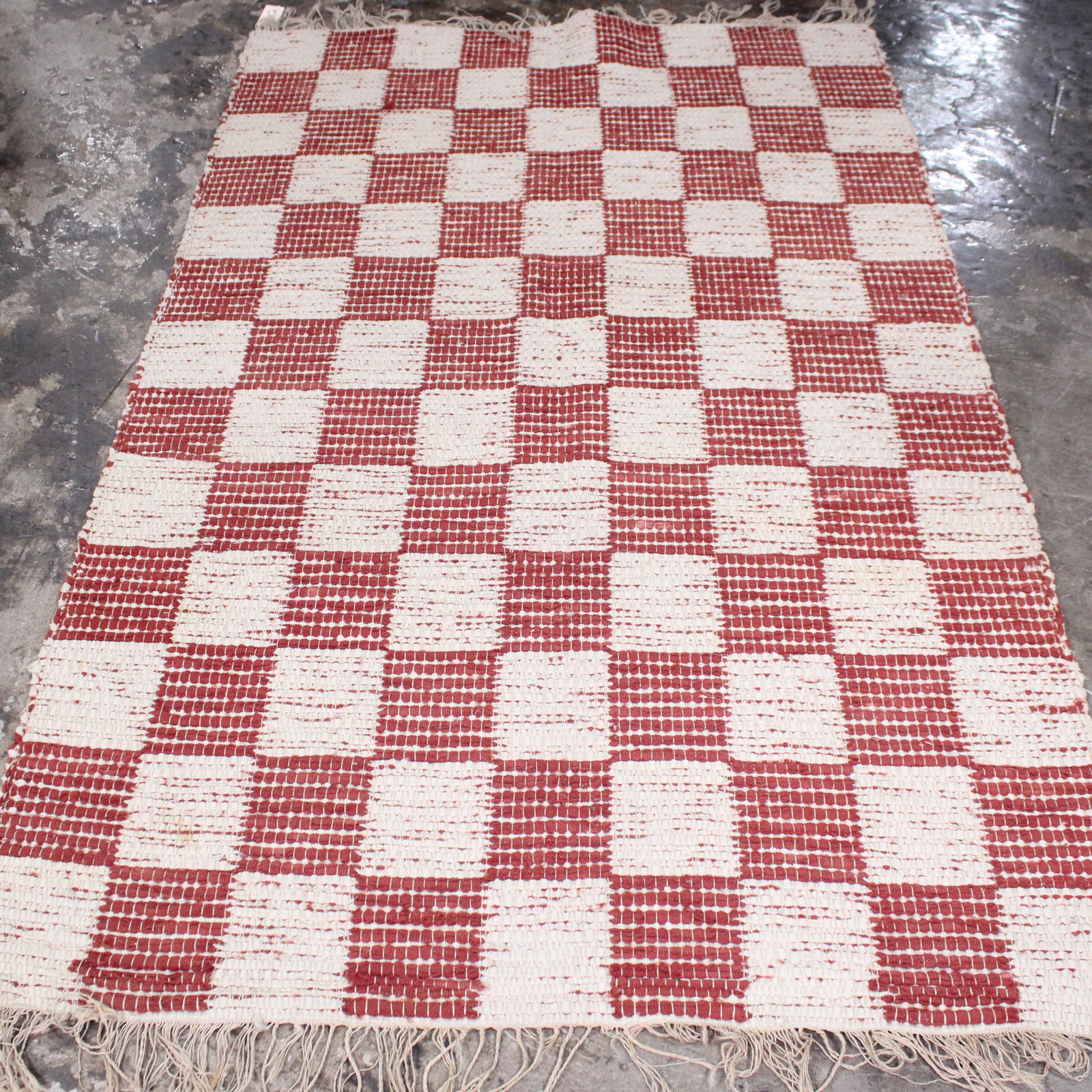 Vintage Swedish Rag Rug, Red and White  4 x 7 (1 of 5)