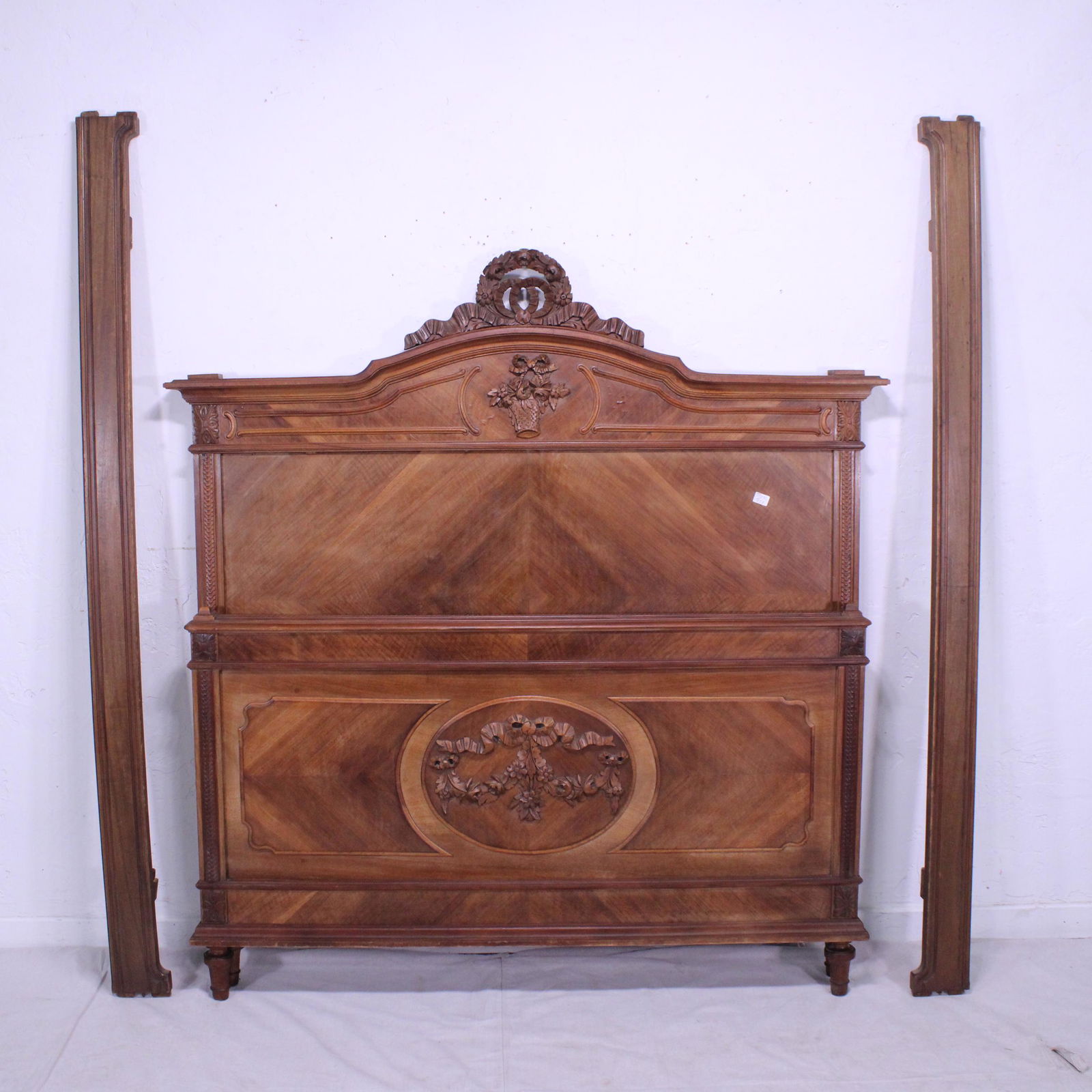 French Oak Bed with Basket Carving (1 of 6)