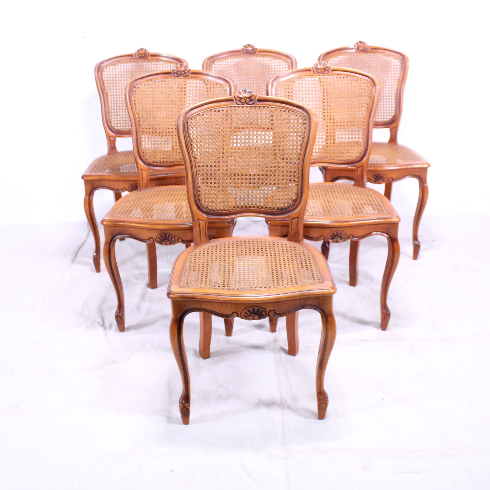 Set of 6 French Chairs With Caned Seats & Back: Set of 6 French Chairs with Caned Seats & Back - 37 in tall x 19 x 18