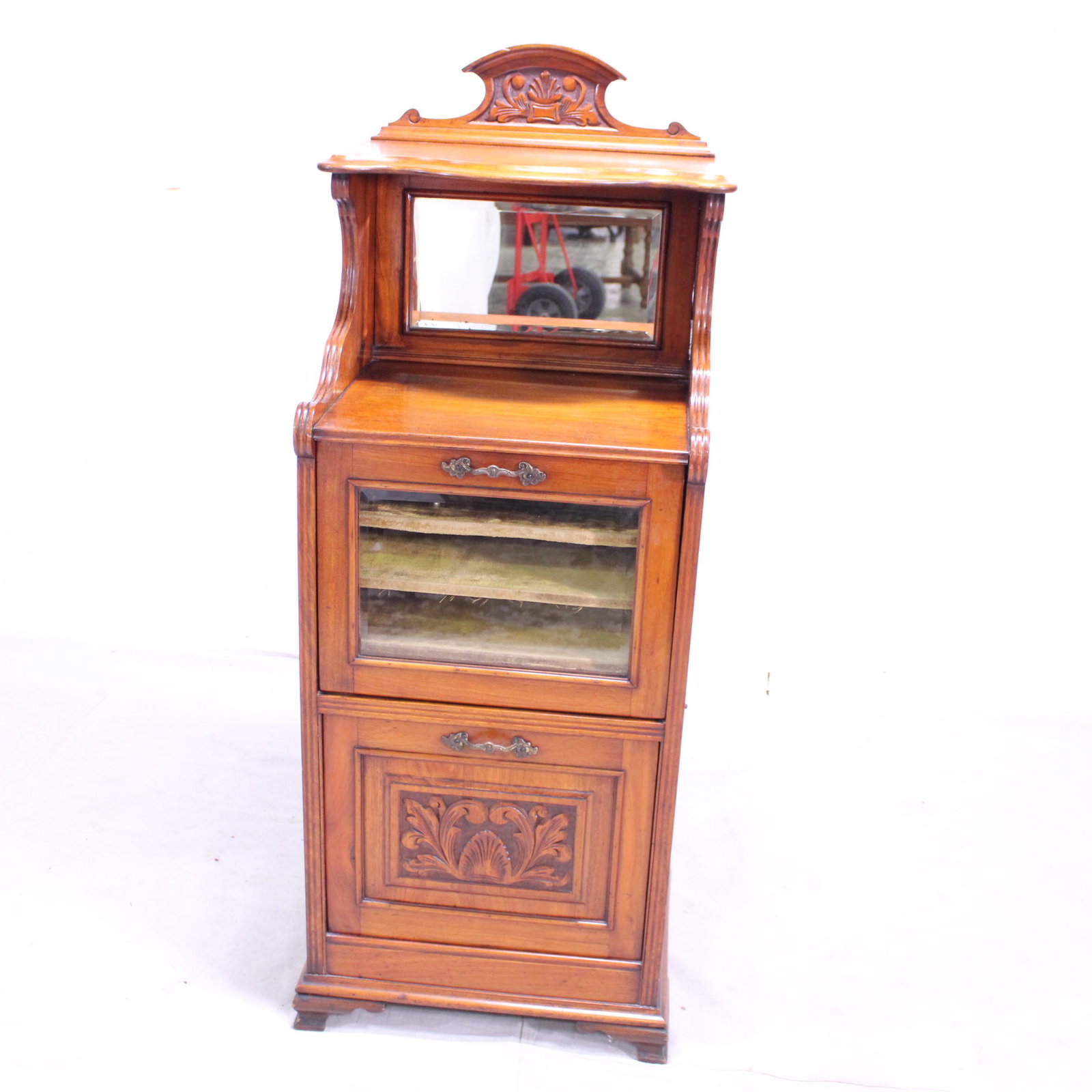 Edwardian Music Cabinet in Walnut c. 1900: Edwardian Music Cabinet in Walnut c. 1900 - 50 in tall x 19 x 16