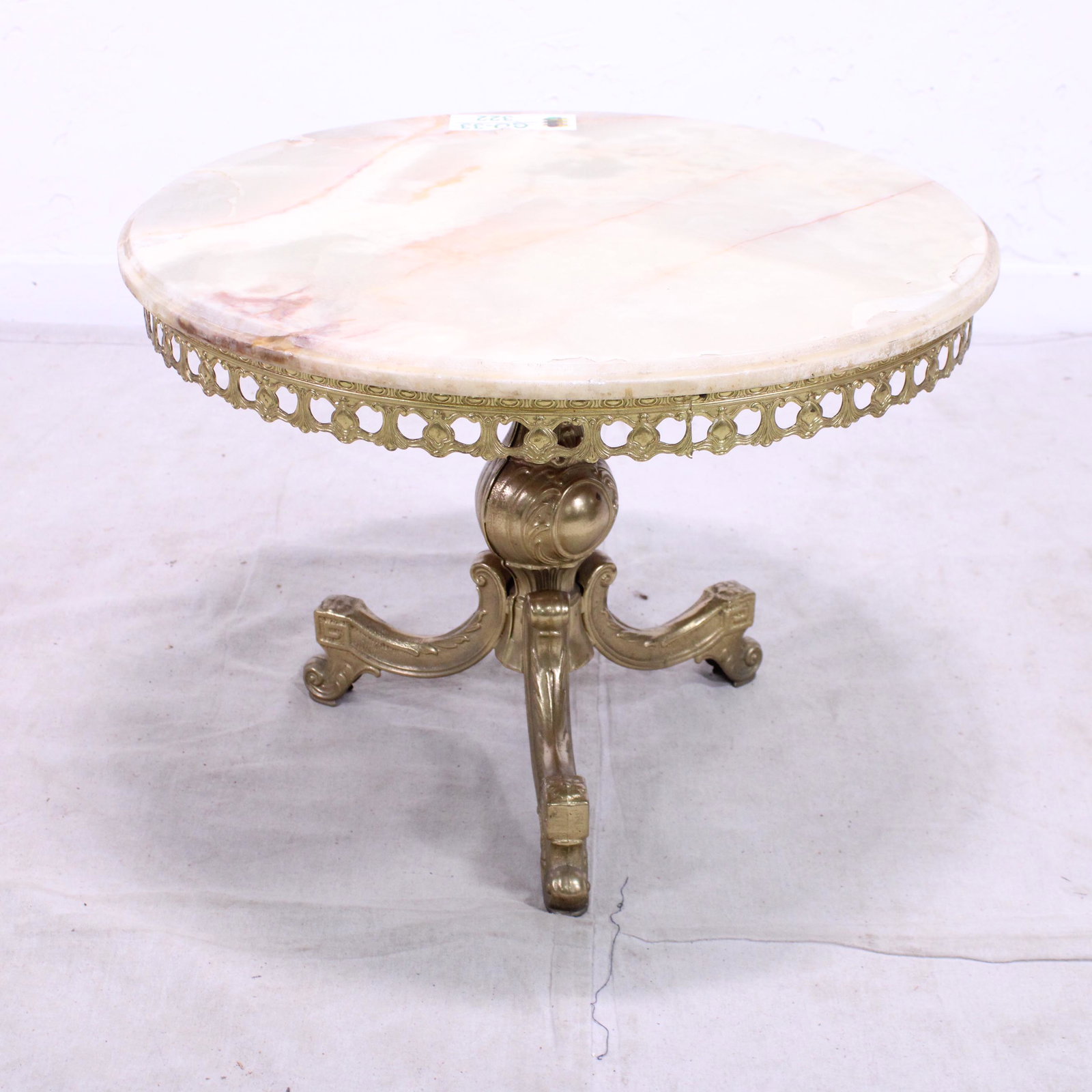 Round Continental Onyx and Gilded Brass Side Table (1 of 6)