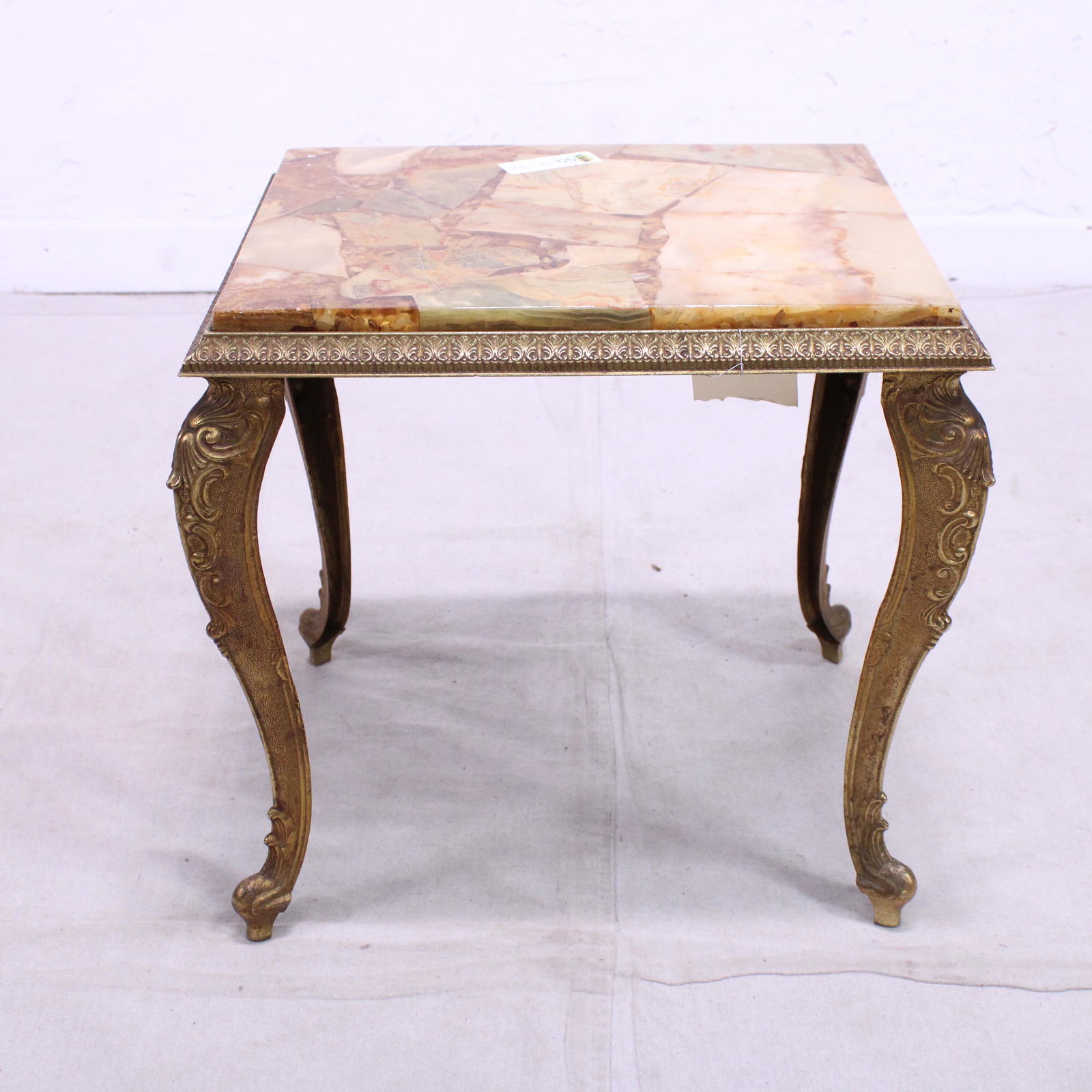 Rectangle Continental Onyx and Gilded Brass Side Table (1 of 5)