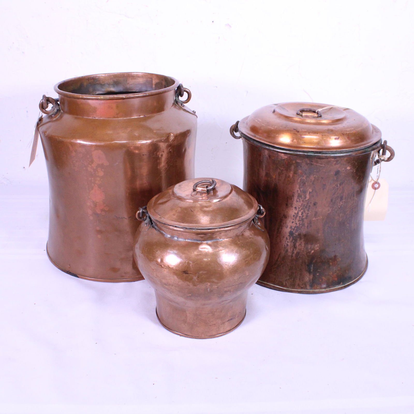 3 Pieces of European Copper - 3 pots, 2 with lids (1 of 4)