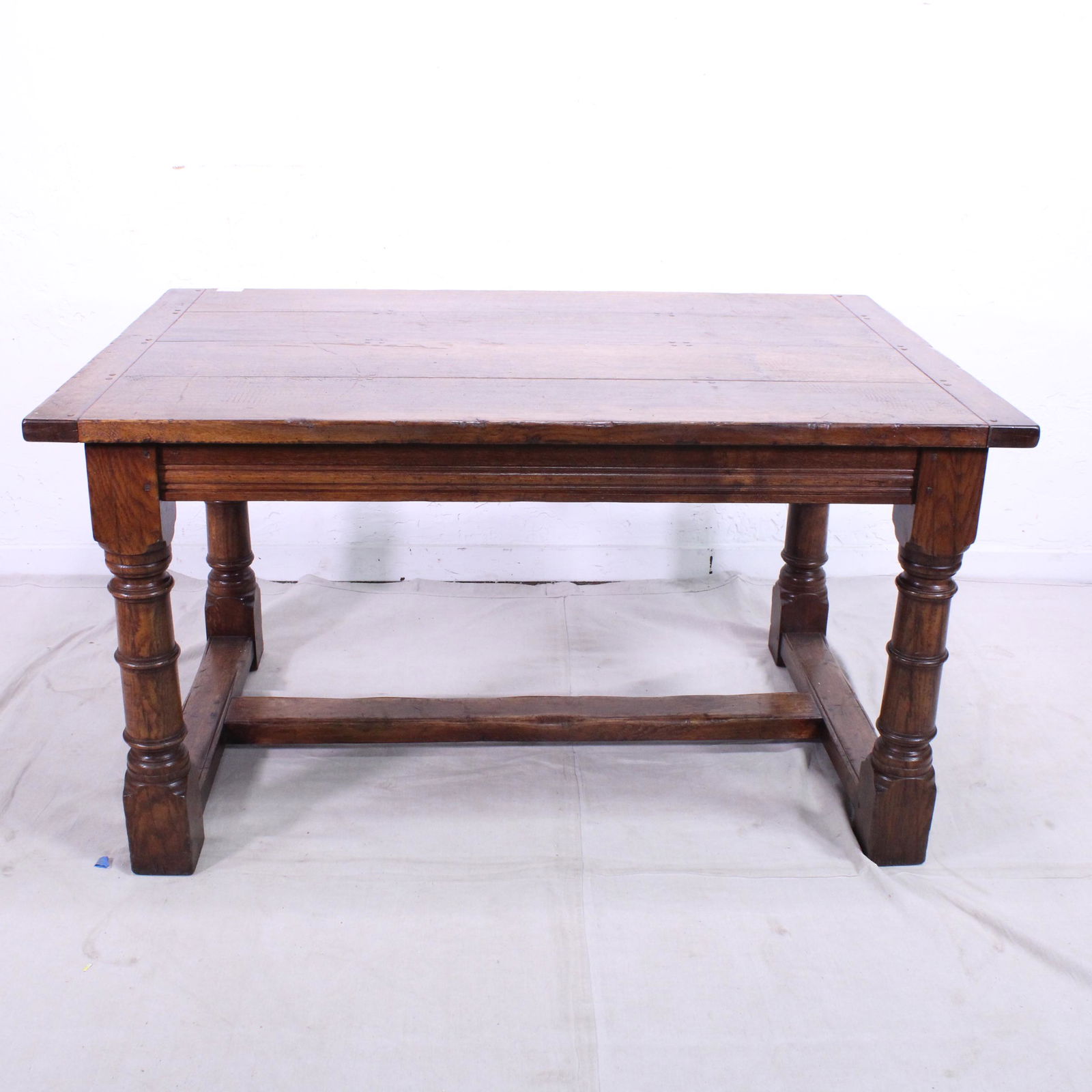 British Oak Bench made Dining Table With Turned Legs (1 of 5)