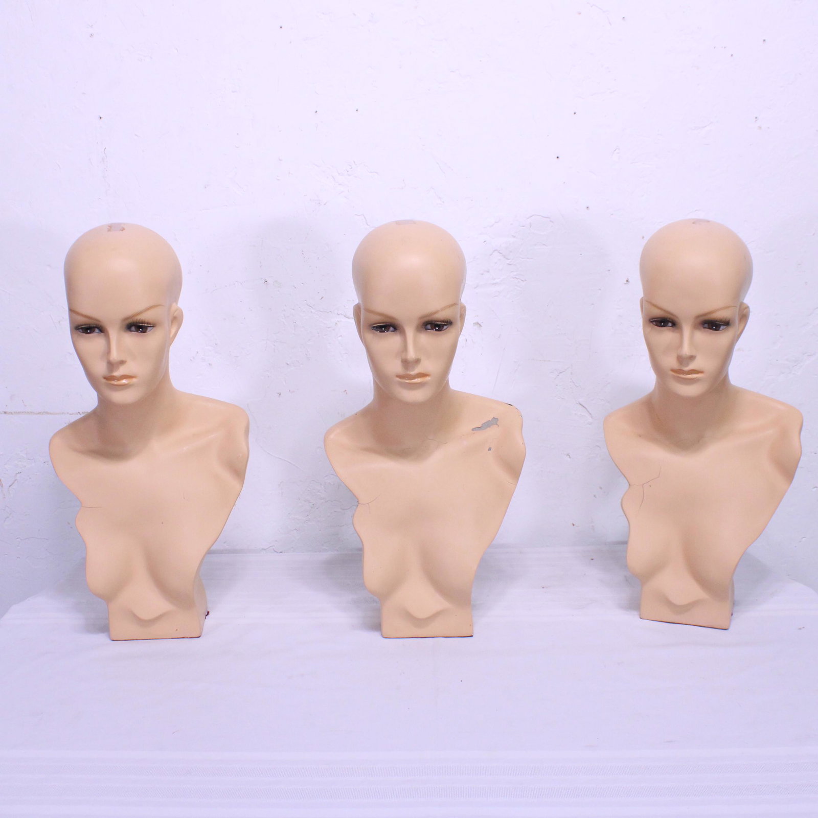 Three Vintage Mannequin Heads - looking straight on (1 of 6)