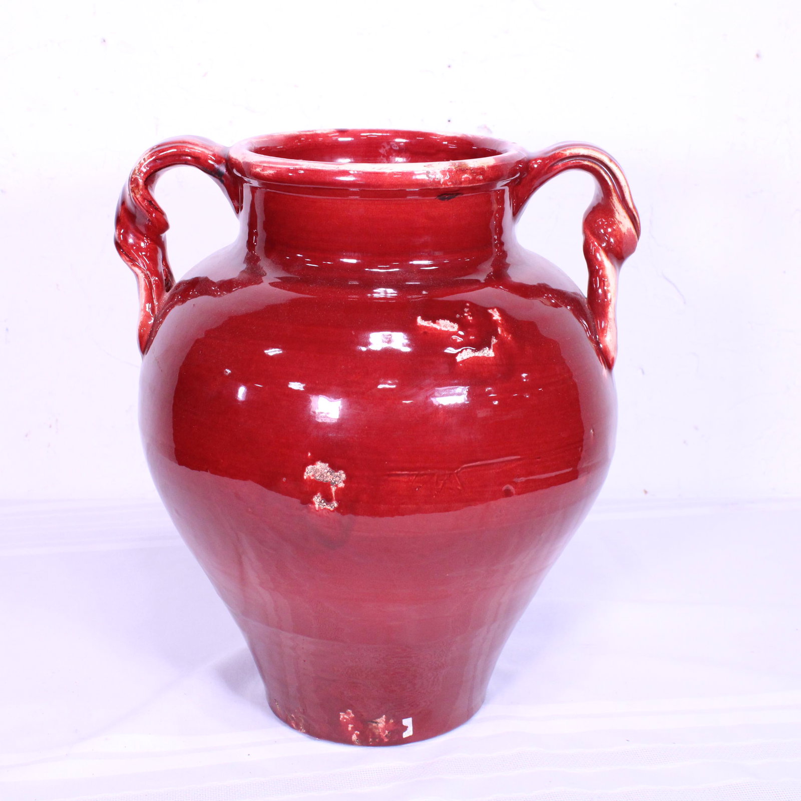 Oxblood Italian Terracotta Urn with two arms: New Item, Oxblood Italian Terracotta Urn with two arms - 16 in x 15 in - Retail Price of $275 -