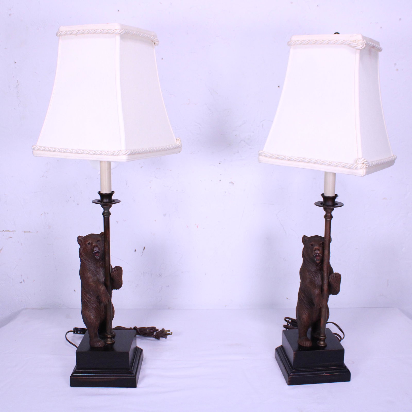 Pair of Black Forest Style Bear Figural Lamps: Pair of Black Forest Style Bear Figural Lamps - 30 in tall x 10 x 10