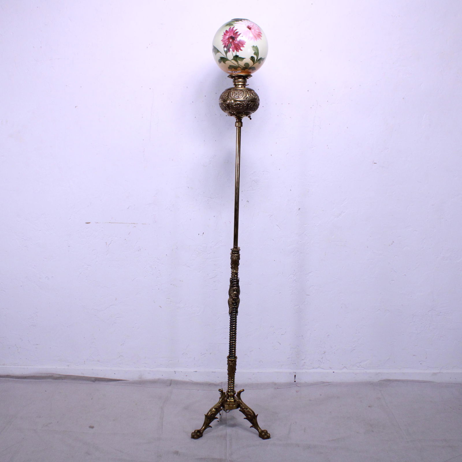 Gone with The Wind Style Floor Lamp - Floral Shade: American Gone with The Wind Style Floor Lamp - Floral Shade - 72 int all x 16 x 16