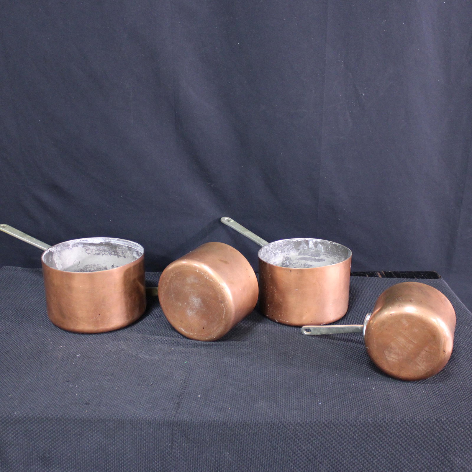 Lot of 4 French Copper Sauce Pans #2: Lot of 4 French Copper Sauce Pans - Largest One is 9 In Round