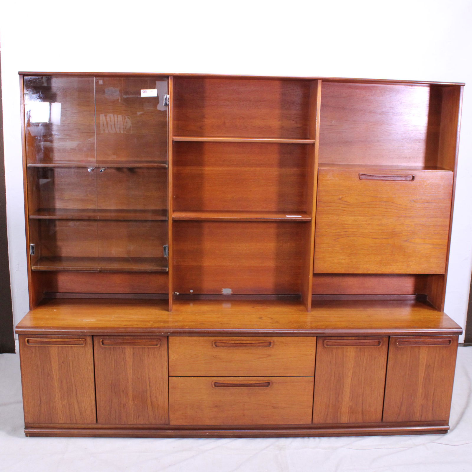 Mid Century Cocktail Cabinet / Bookcase - Meredew: Large Danish Modern Style Cocktail Cabinet / Bookcase by Meredew - 66 in tall x 80 x 19