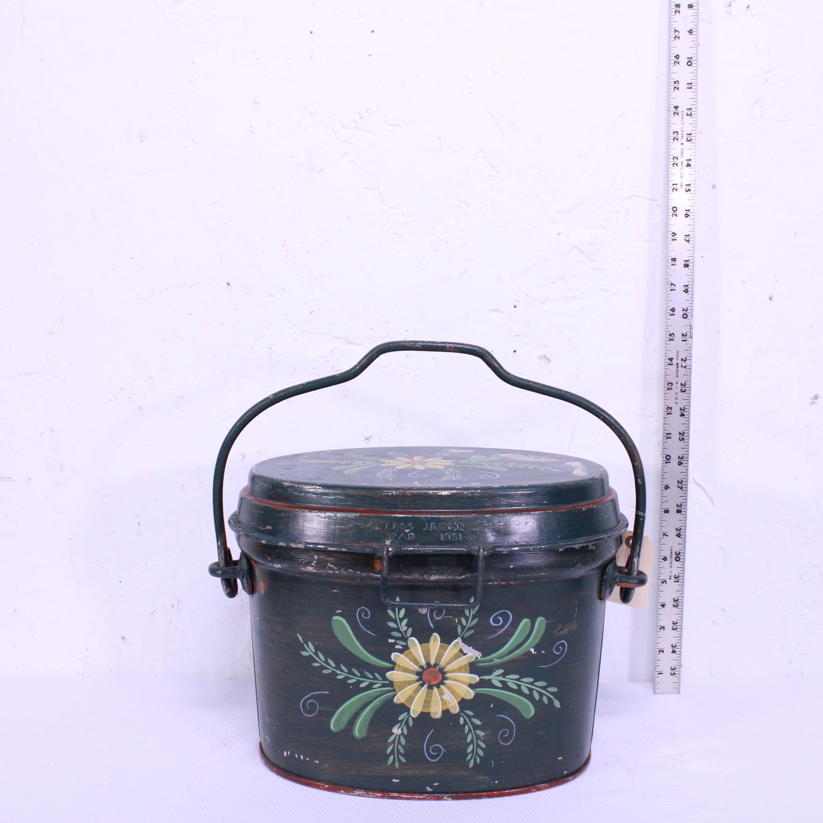 Floral Painted Hat Box: Floral Painted Hat Box - 11 in tall x 16 x 12
