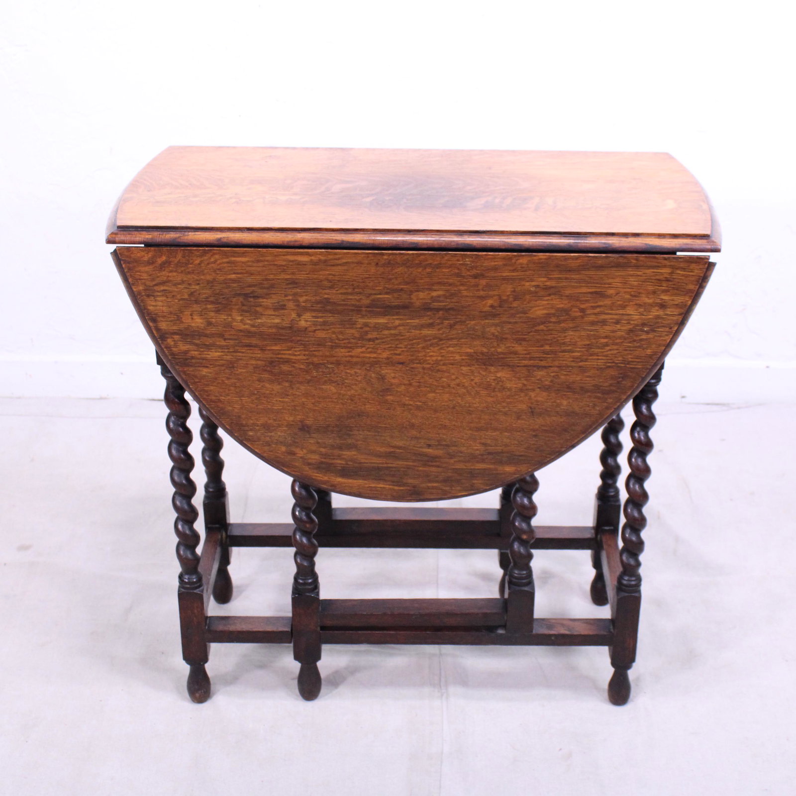 English Oak Drop Leaf Barley Twist Table #1: English Oak Drop Leaf Barley Twist Table - 29 in tall x 30 x 41 when fully opened - 13 when closed