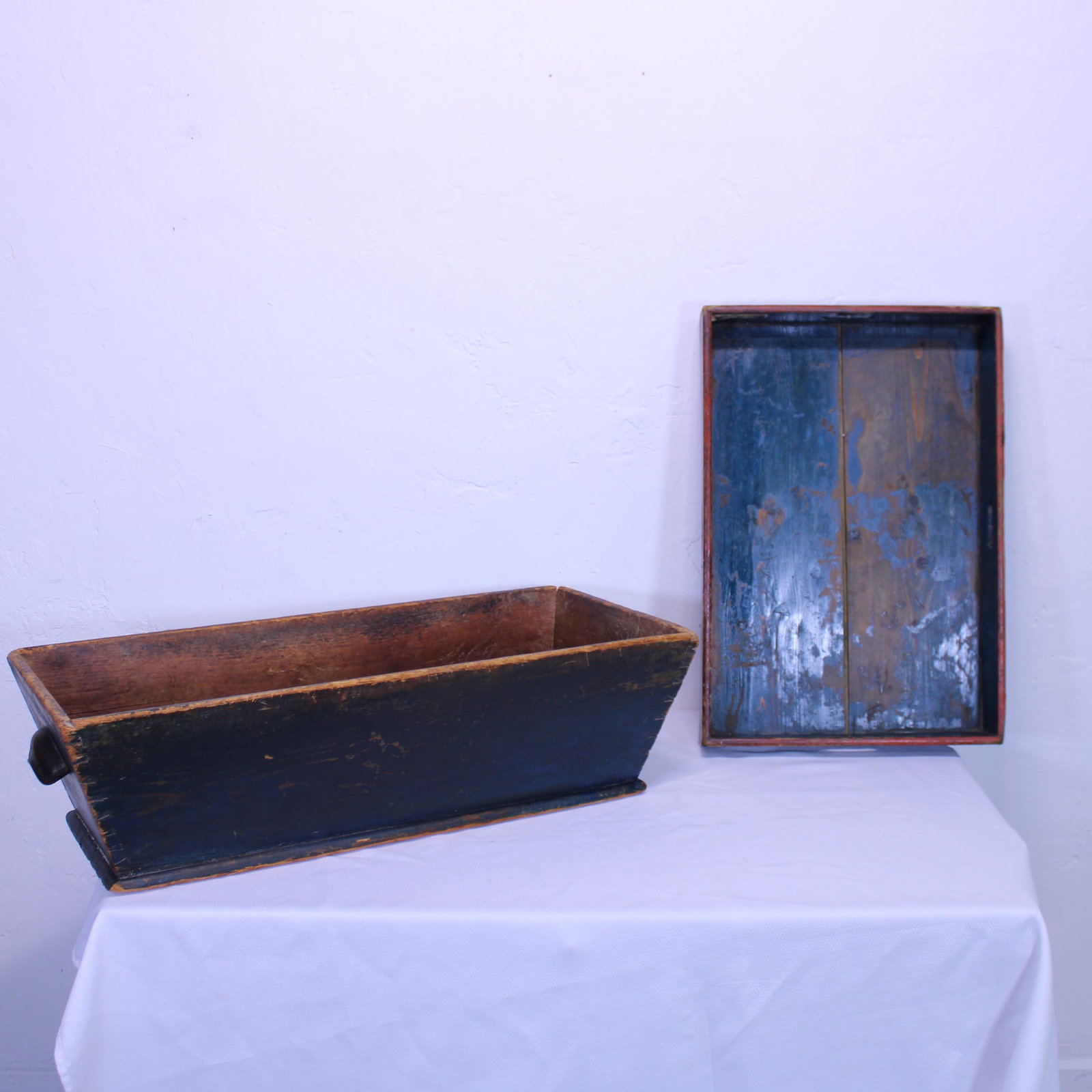 Blue Painted Trough & Tray: Blue Painted Trough & Tray