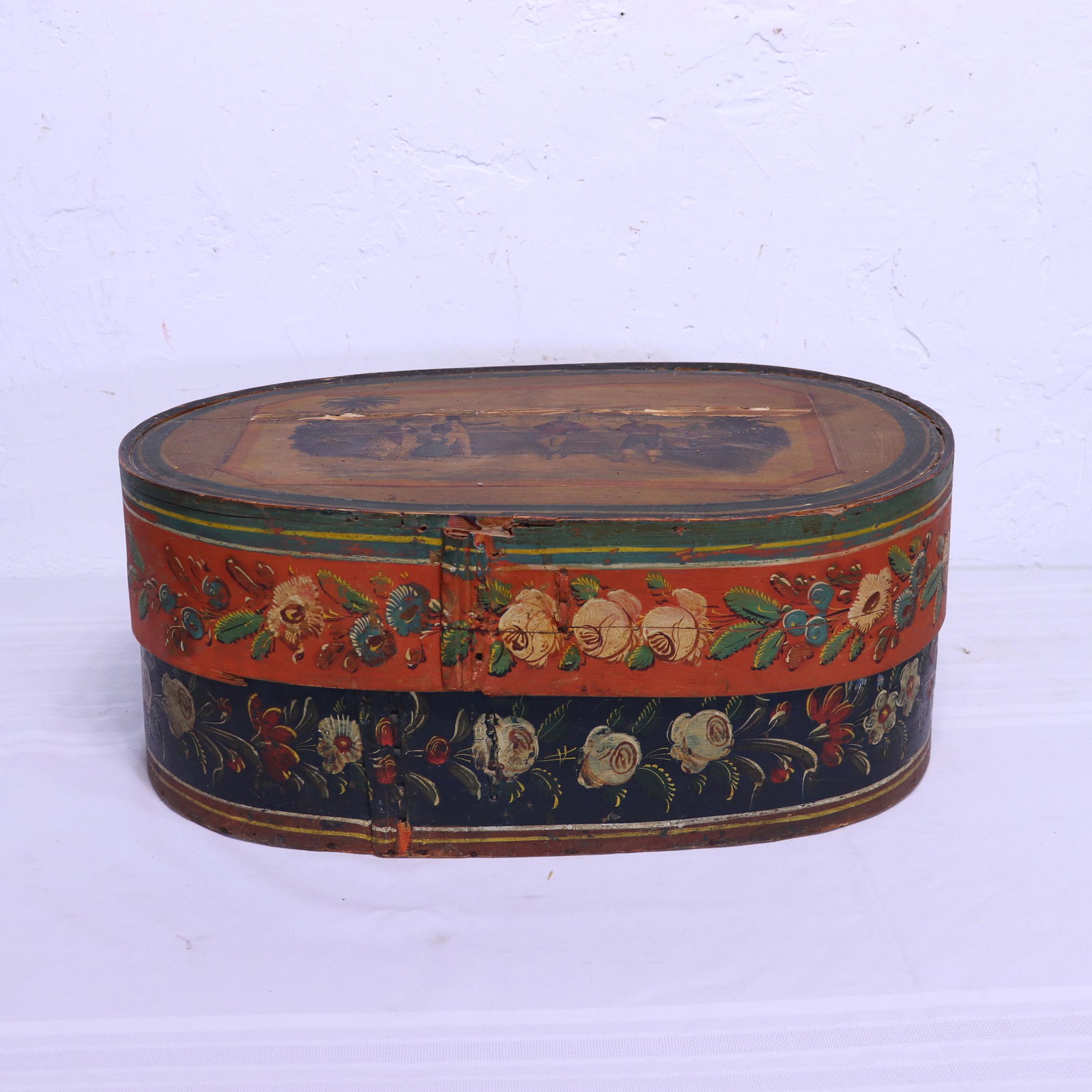 American Oval Wooden Brides Box: Oval Wooden Brides Box - 10 in tall x 20 x 14
