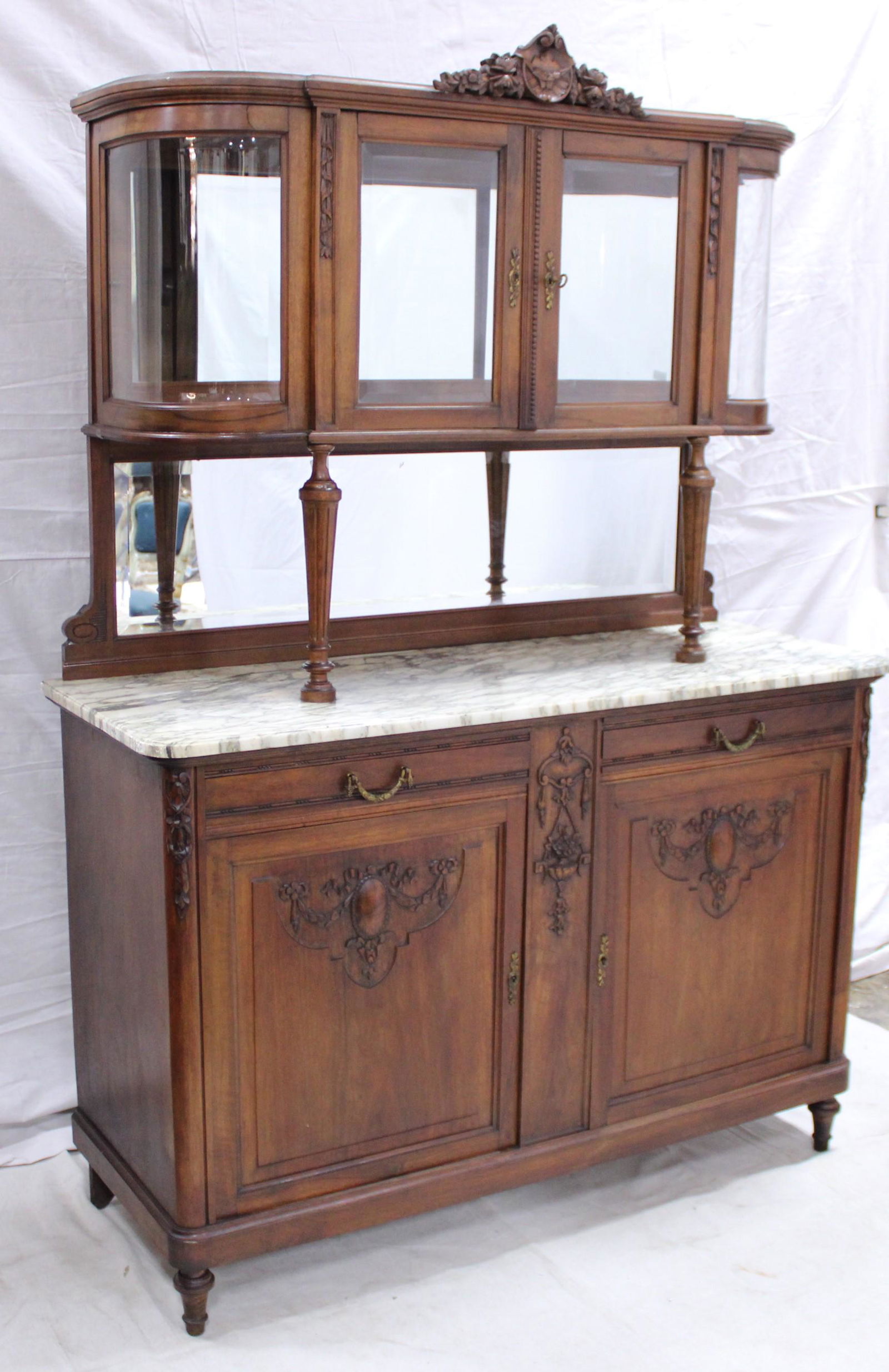 European Deco Marble Top Buffet Cabinet (1 of 7)