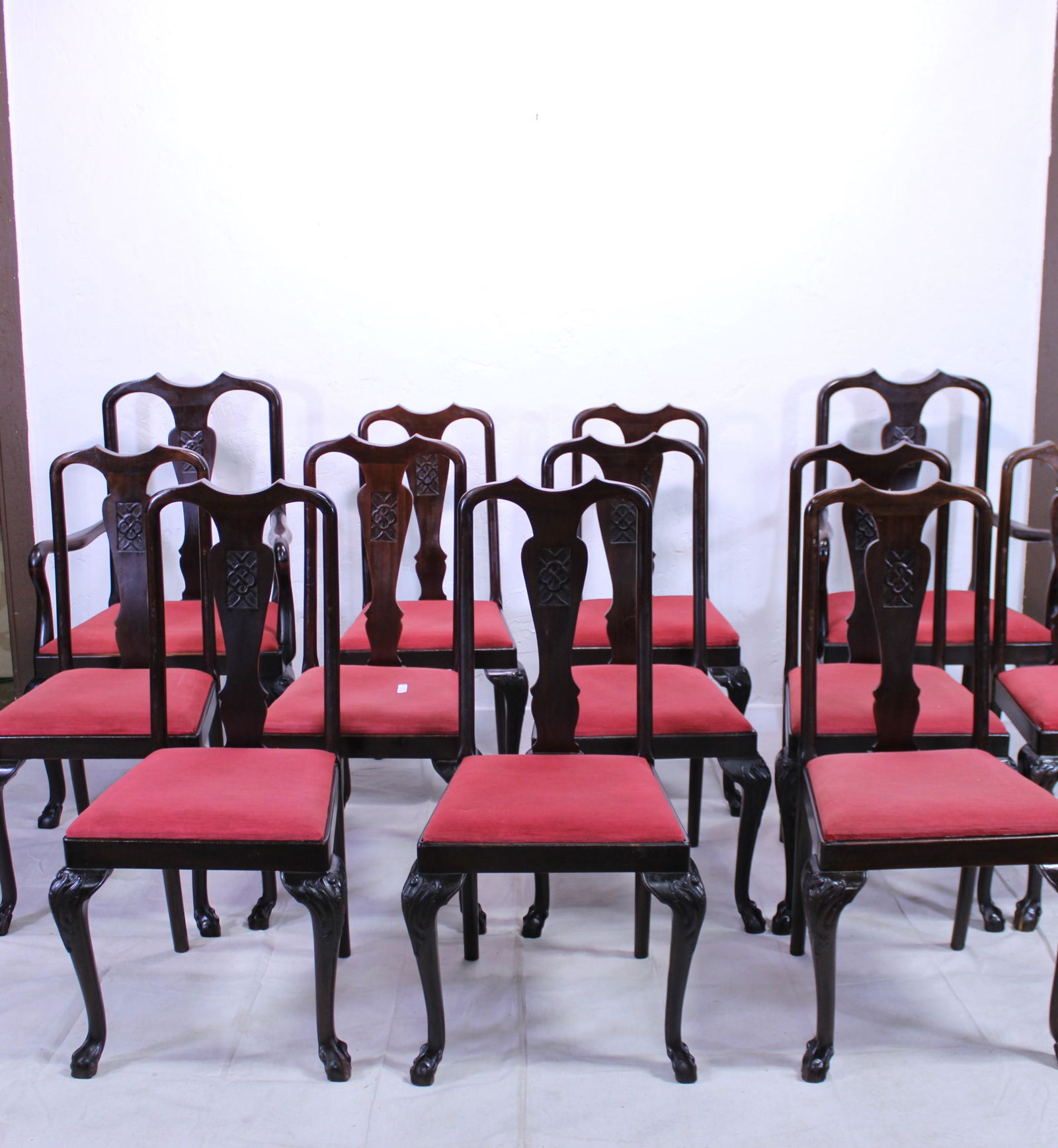 12 Ball & Claw Chairs with Red Upholstery (1 of 7)
