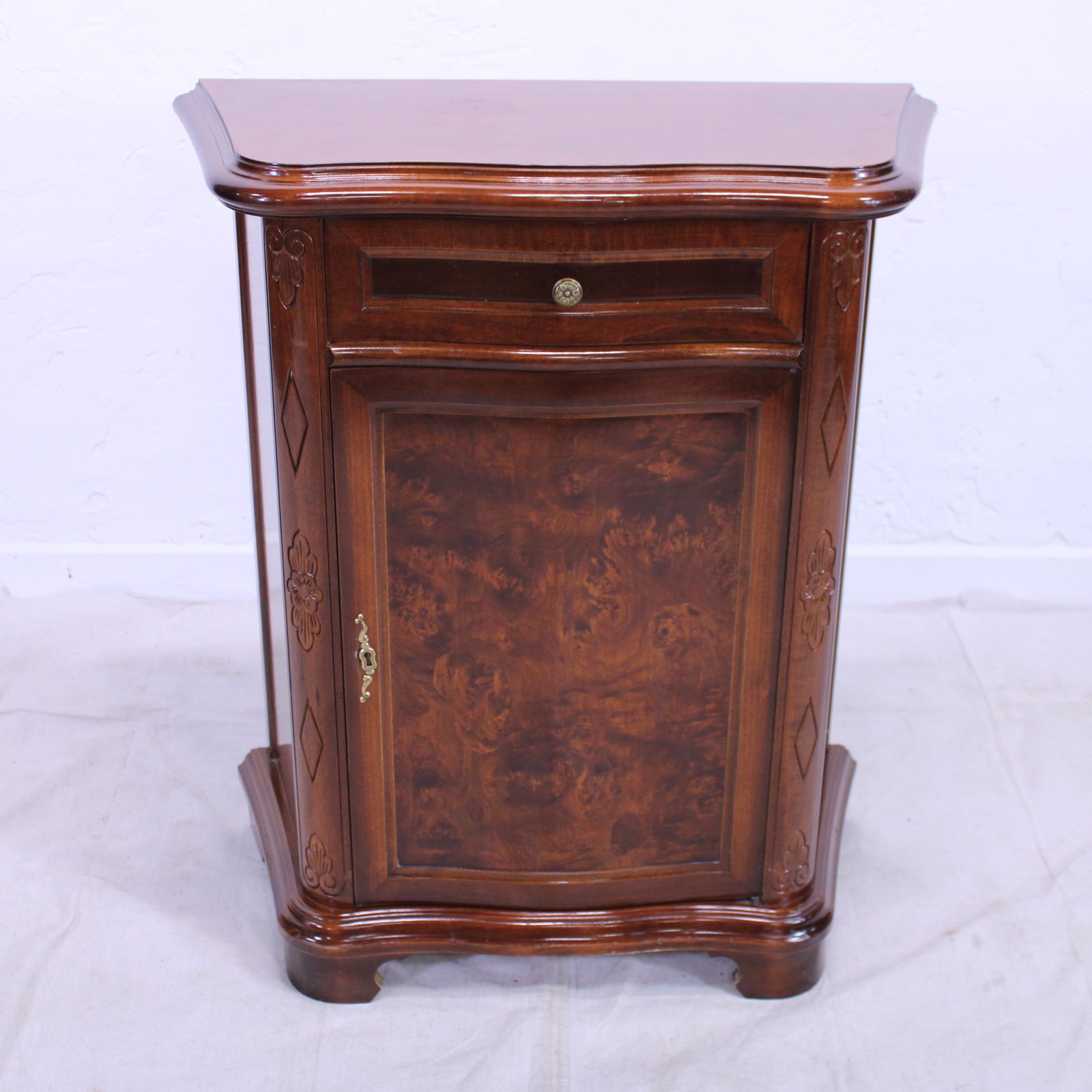 Curved Front French Style Cabinet - 1 Drawer & 1 Door (1 of 6)