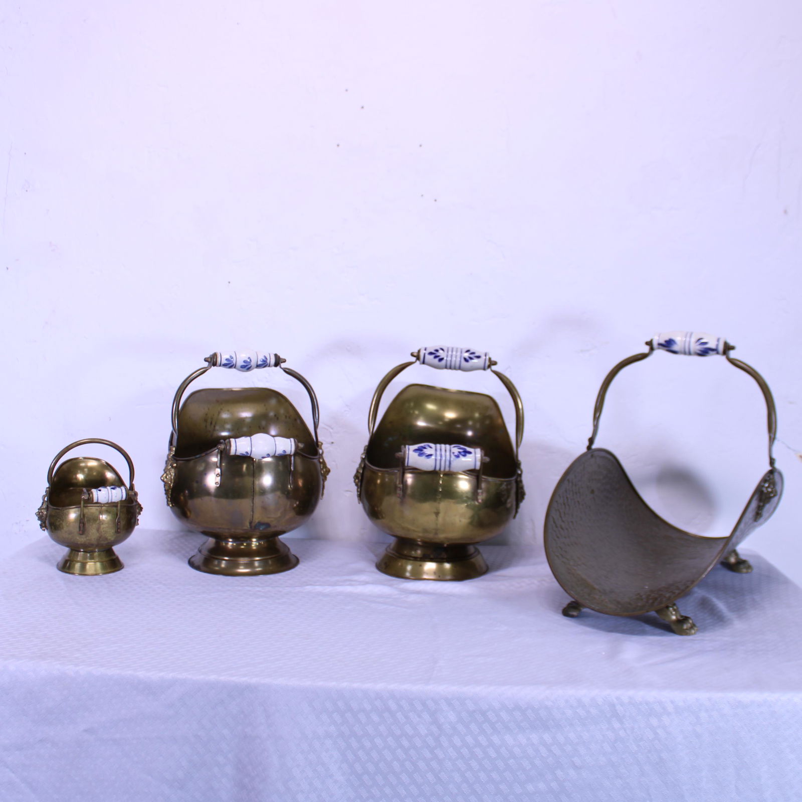 4 Pcs Brass - Log Holder & 3 Scuttle (1 of 5)