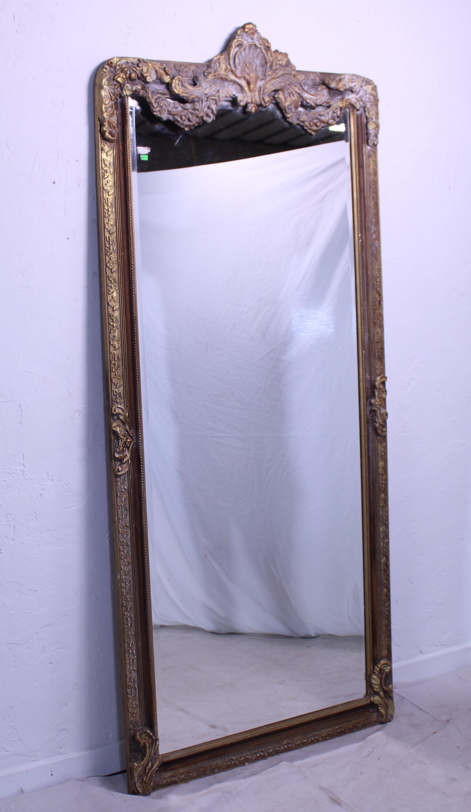 Tall Gold Framed French Style Beveled Mirror #2 (1 of 5)