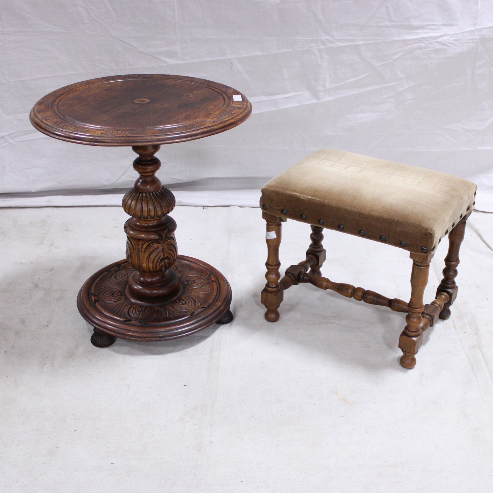 Stool & Carved Base Round Table (1 of 6)