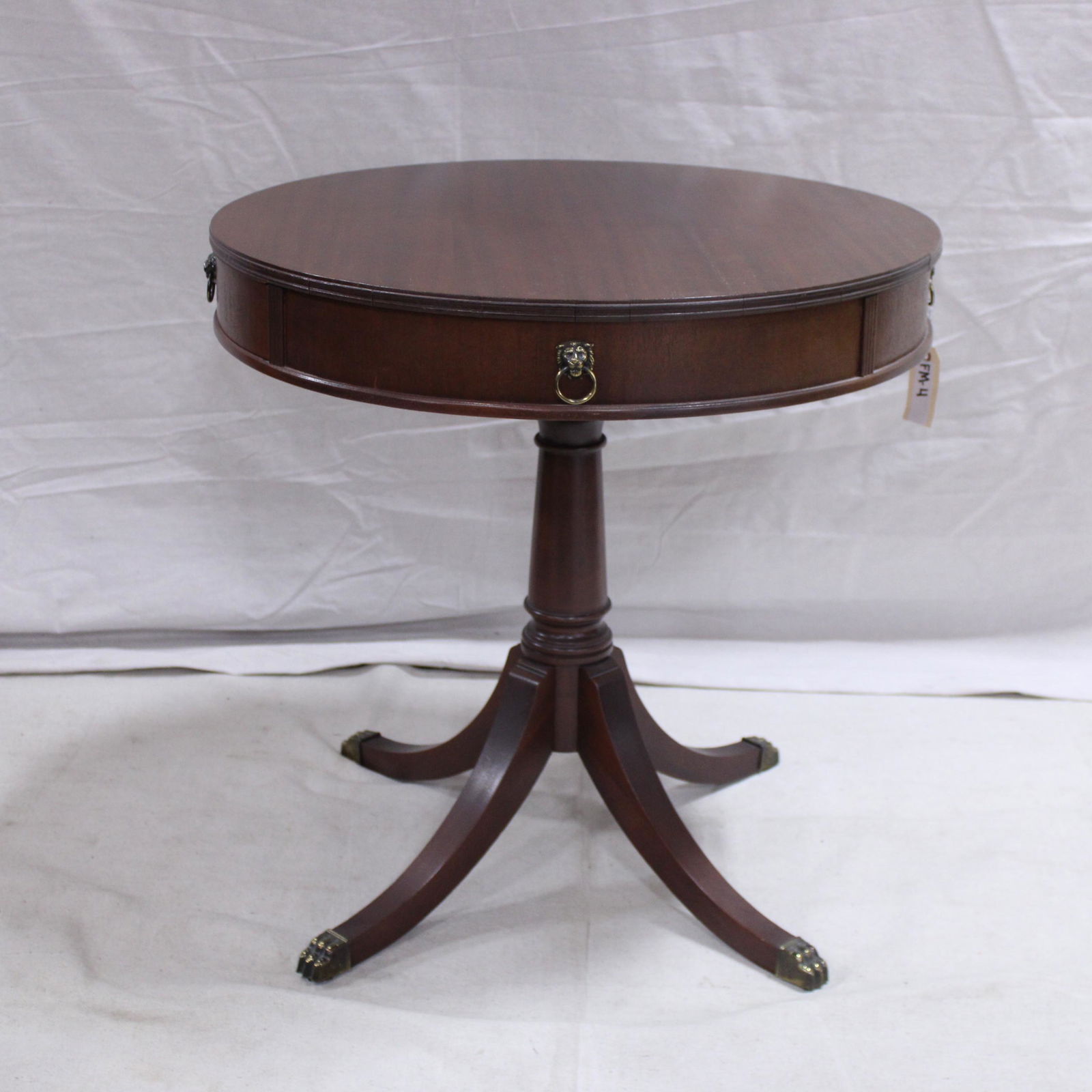 American Drum Table with Brass Paw Feet: Drum Table with Brass Paw Feet - 29 tall x 28 round