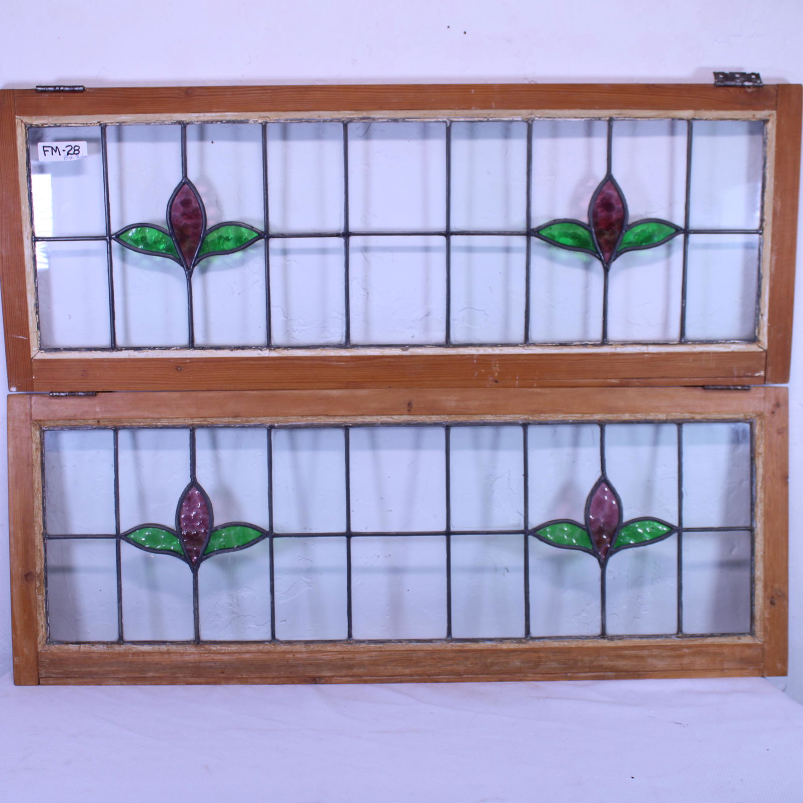 Two British Stained Glass Windows in Frame #1 (1 of 3)