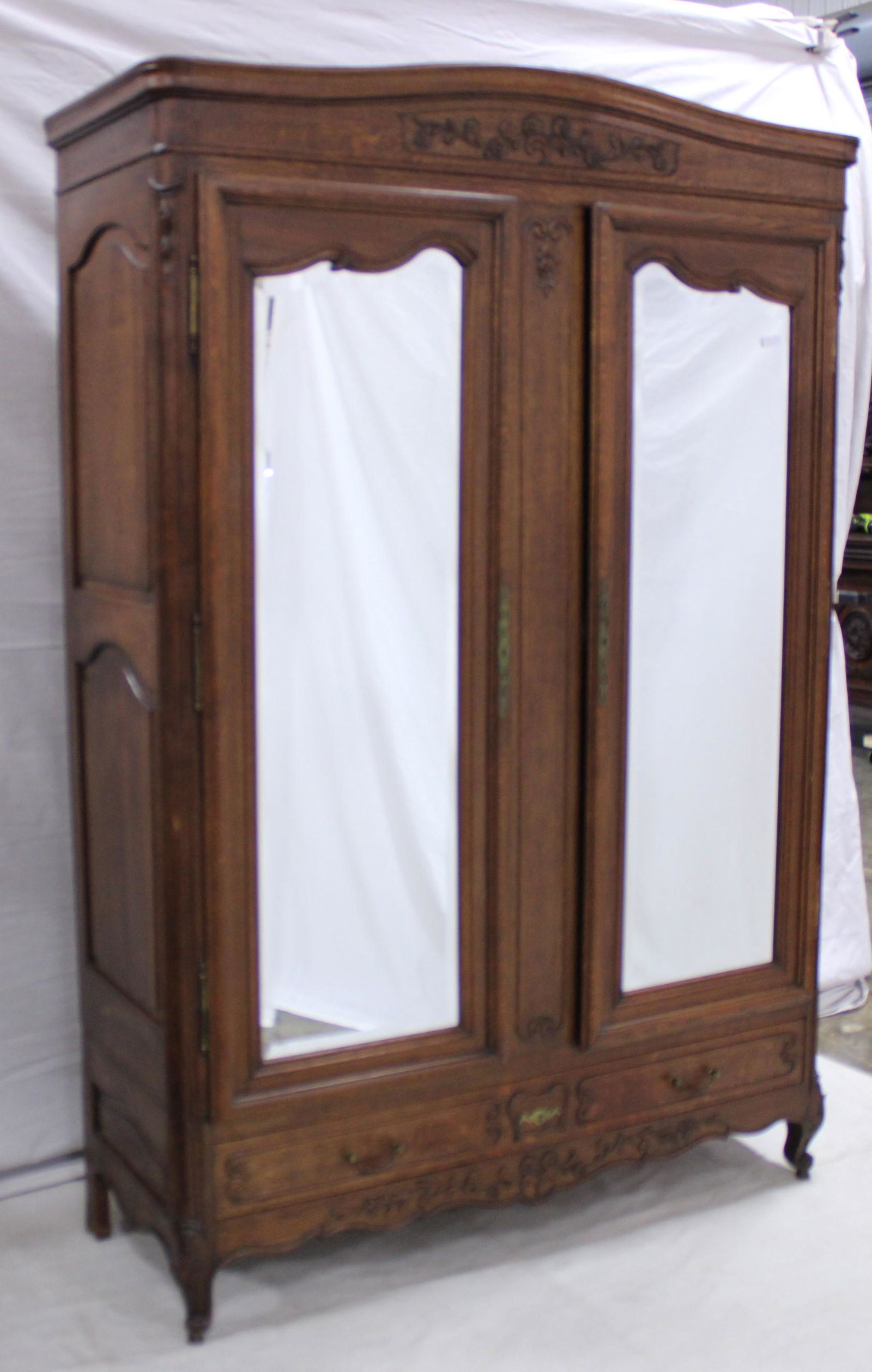 Two Door Country French Armoire with Mirrored Doors (1 of 6)
