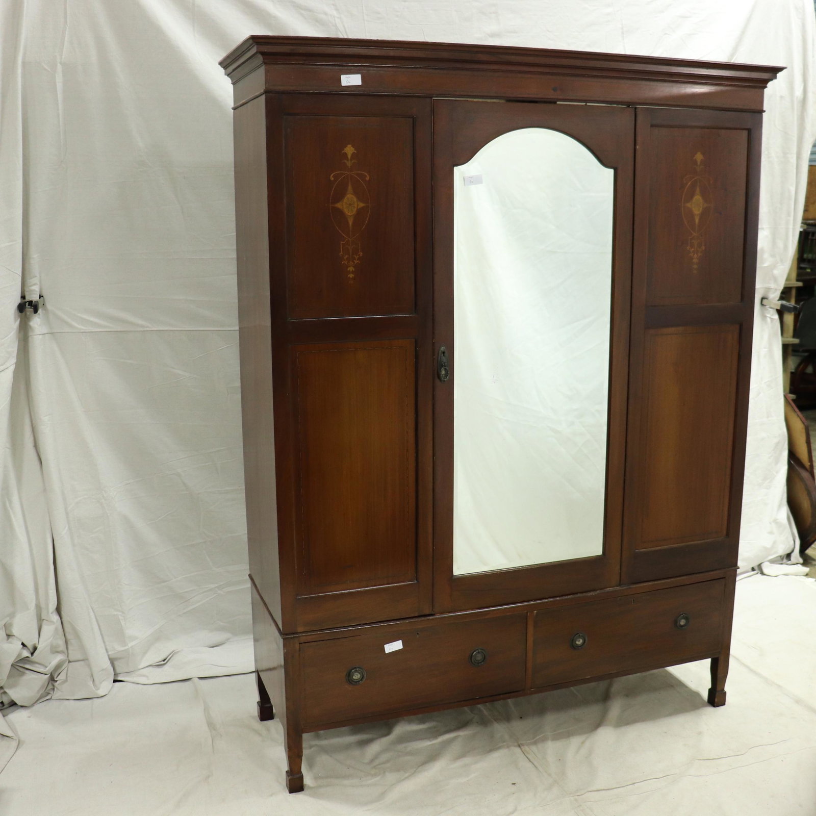British Oak Robe With Mirror: British Oak Robe With Mirror - 79 in tall x 61 x 21