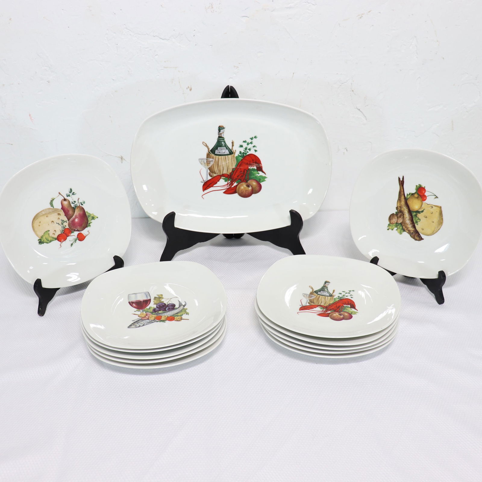 13 Piece Set of French Porcelain Fish Plates (1 of 4)