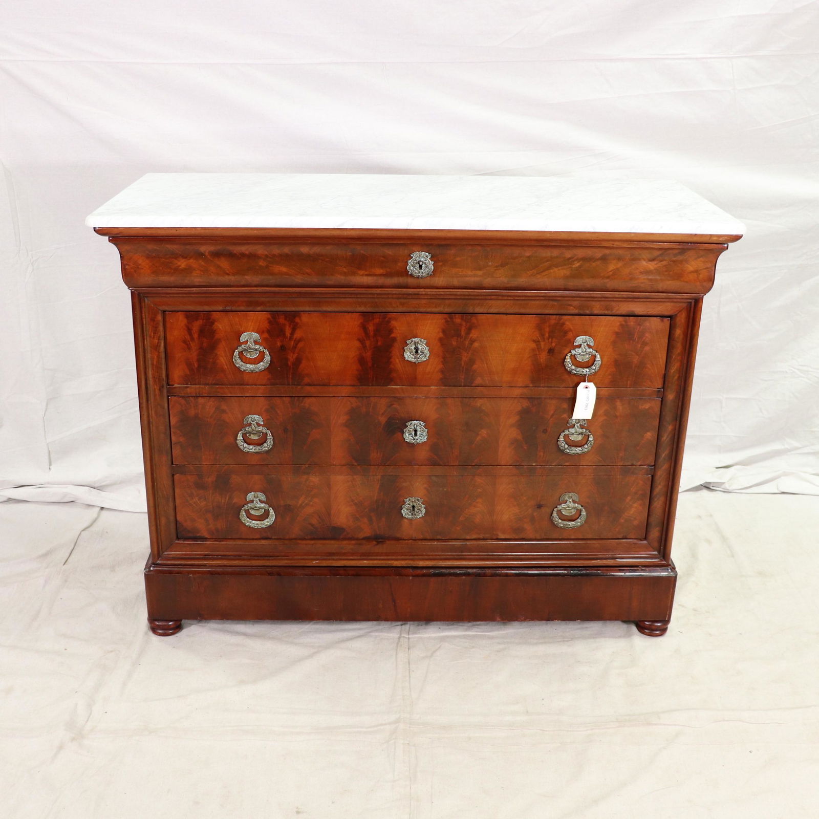 French Louis Philippe Style Commode - White Marble (1 of 12)