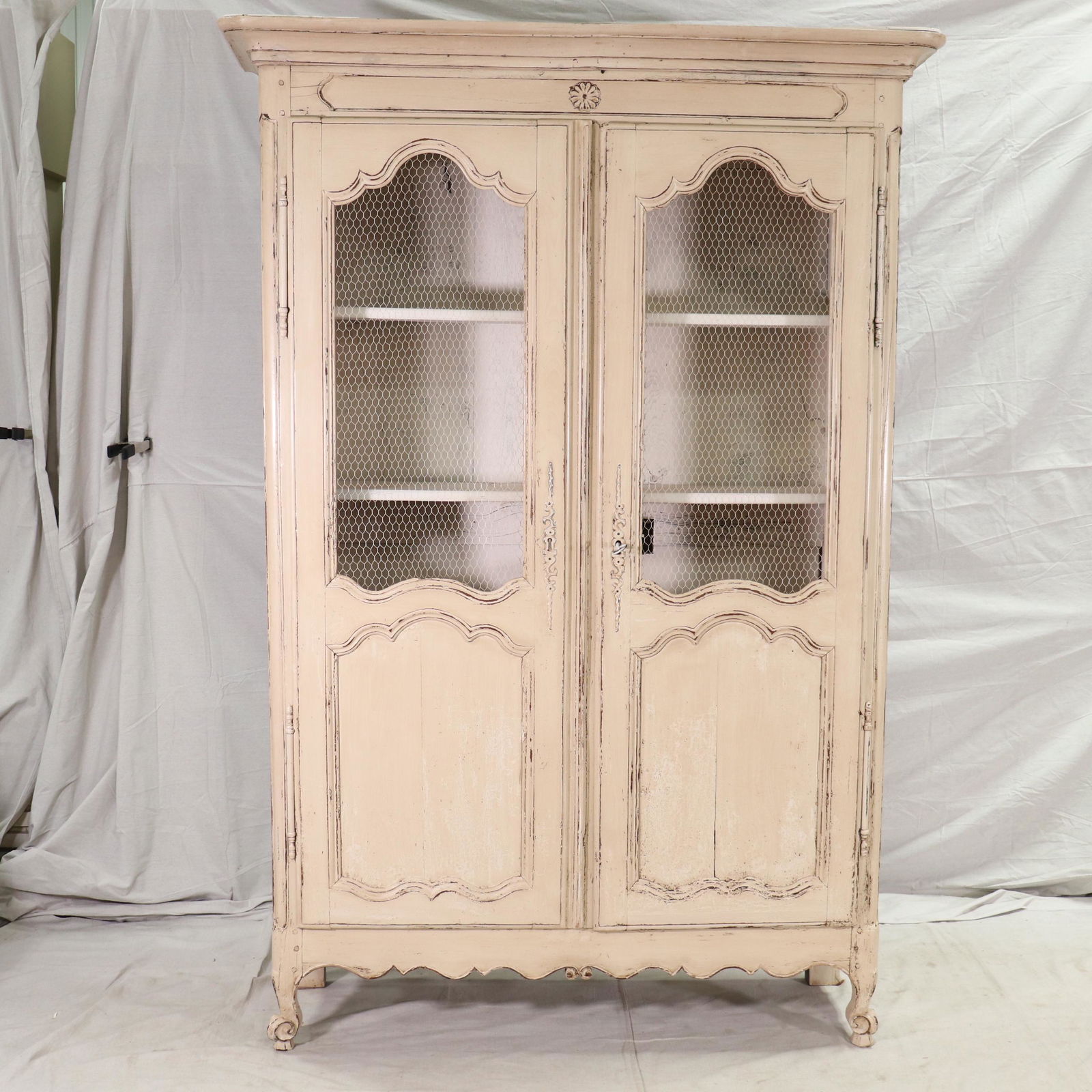 Louis XV Style Painted Bookcase With Grilled Doors (1 of 7)