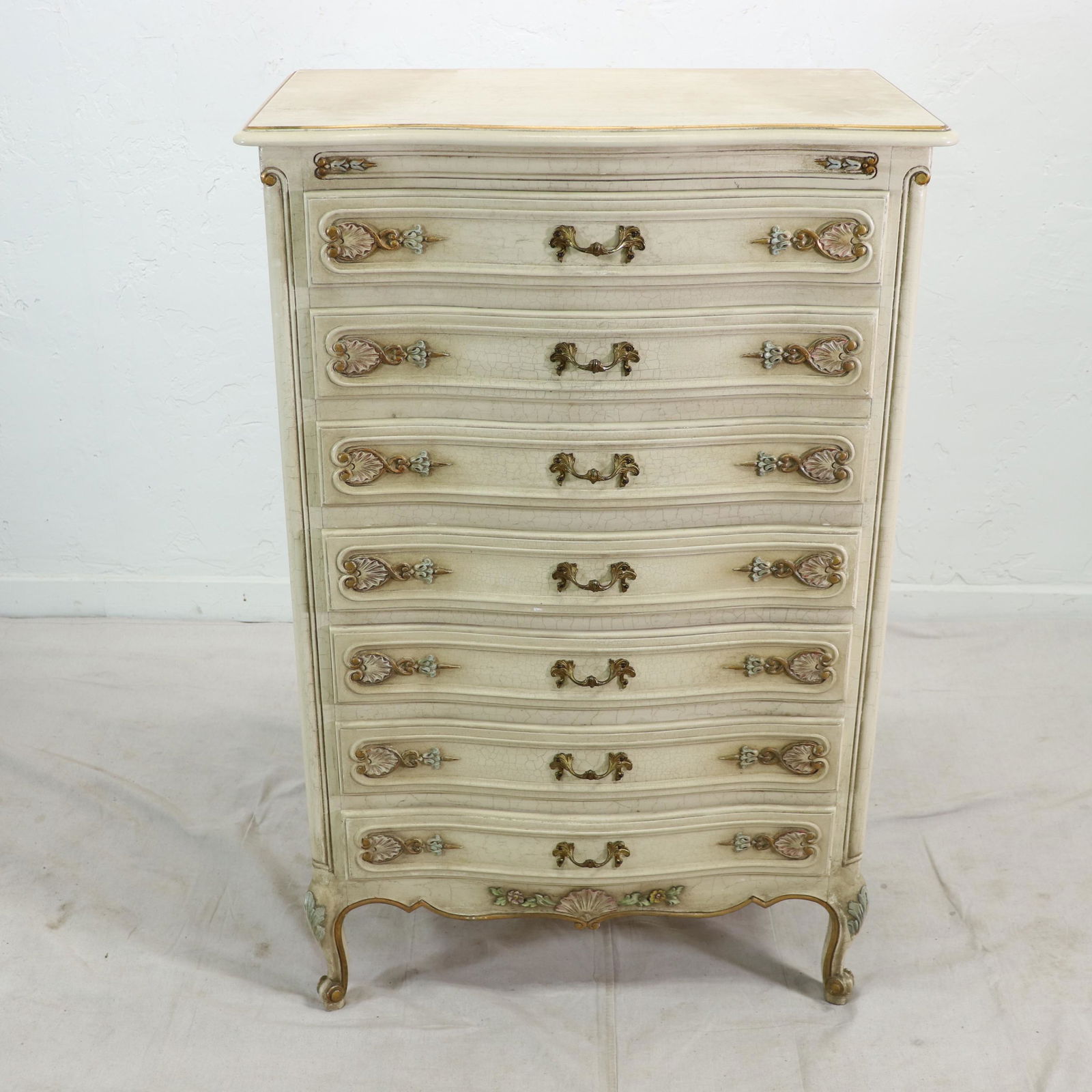 Louis XV Style Painted Oak 7 Drawer Chest (1 of 7)