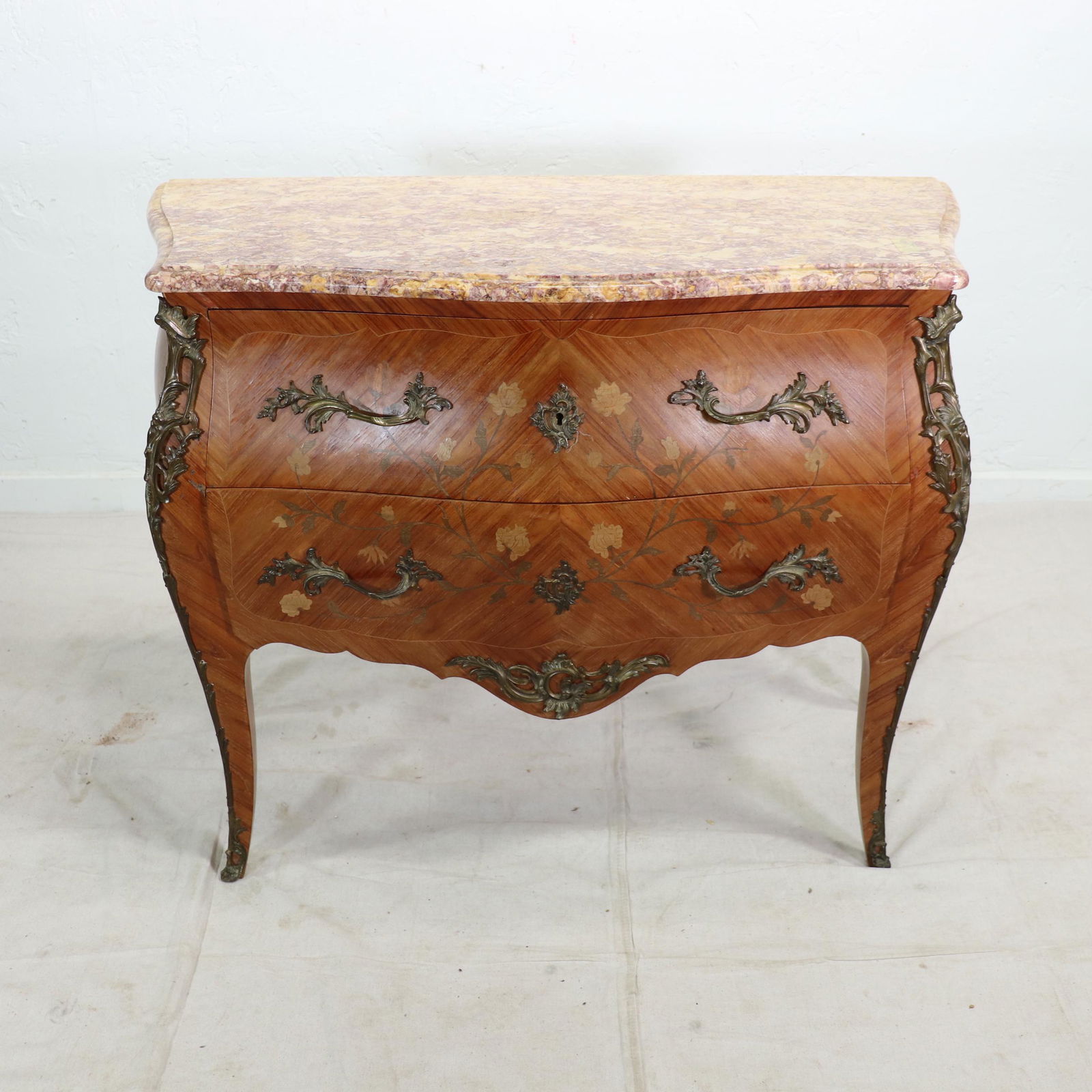 French Louis XV Style Inlayed Mahogany Bombay Chest (1 of 5)
