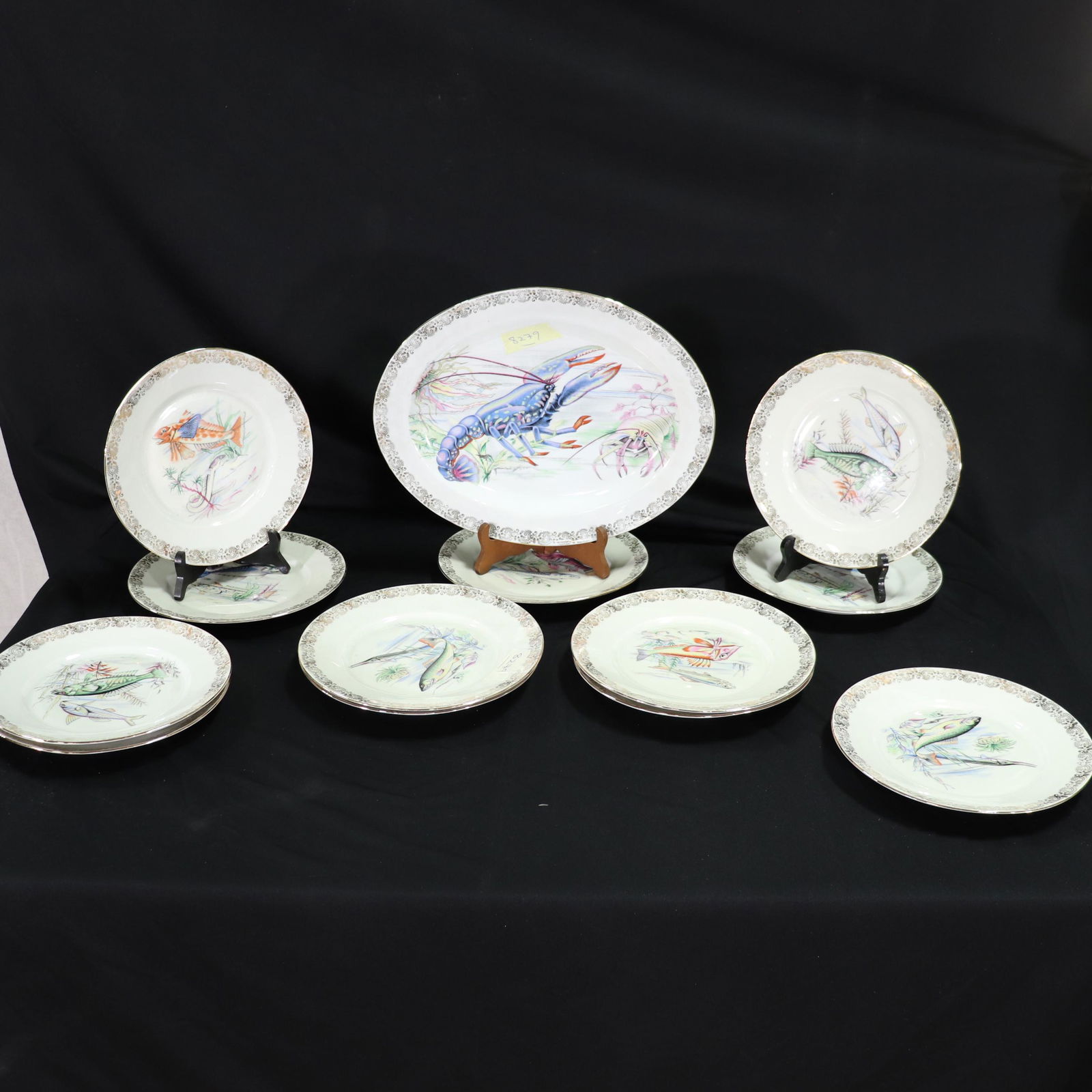 13 Piece Set of French Porcelain Fish Plates (1 of 4)