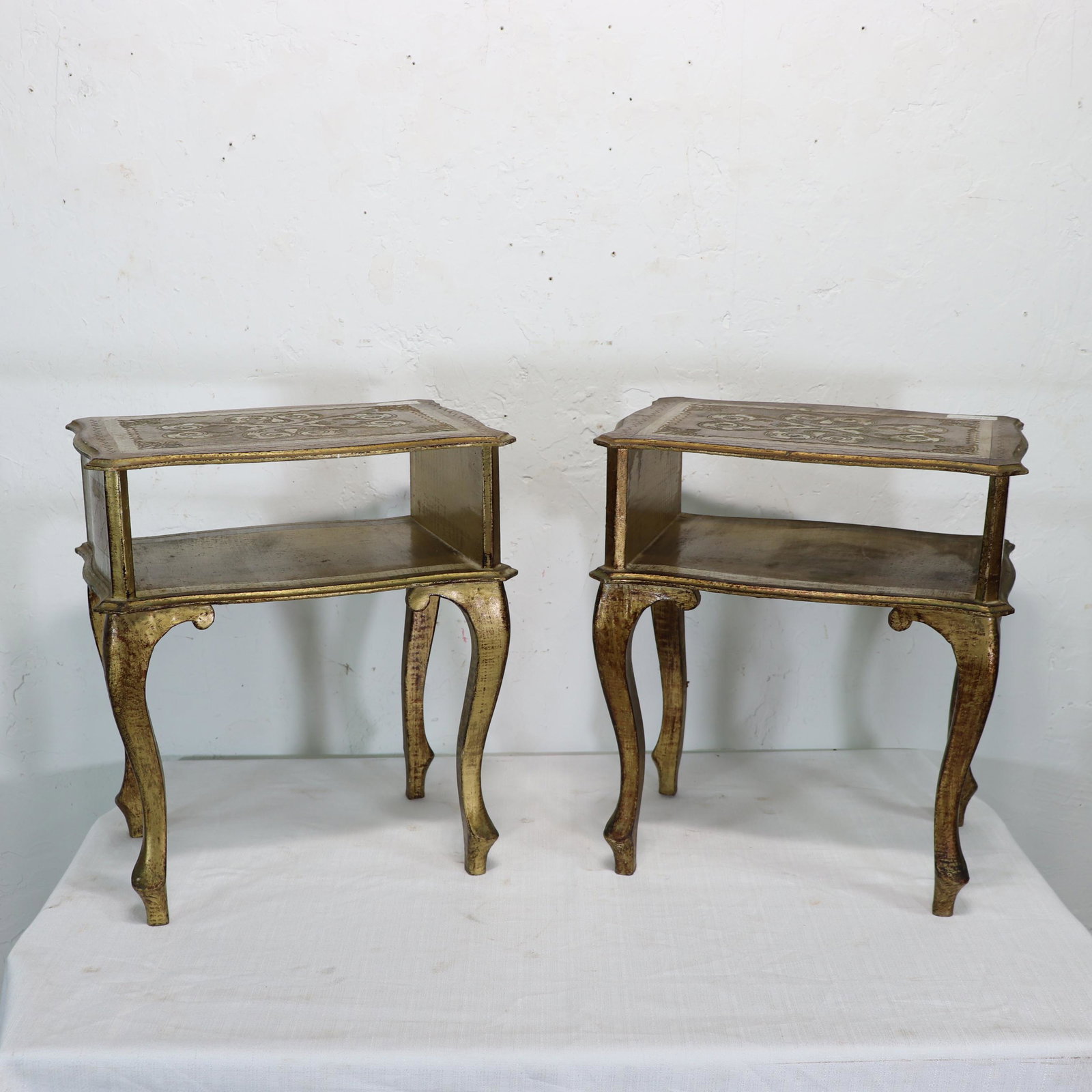 Pair of French Florentine Night Stands: Pair of French Florentine Night Stands - 21 in tall x 19 x 14