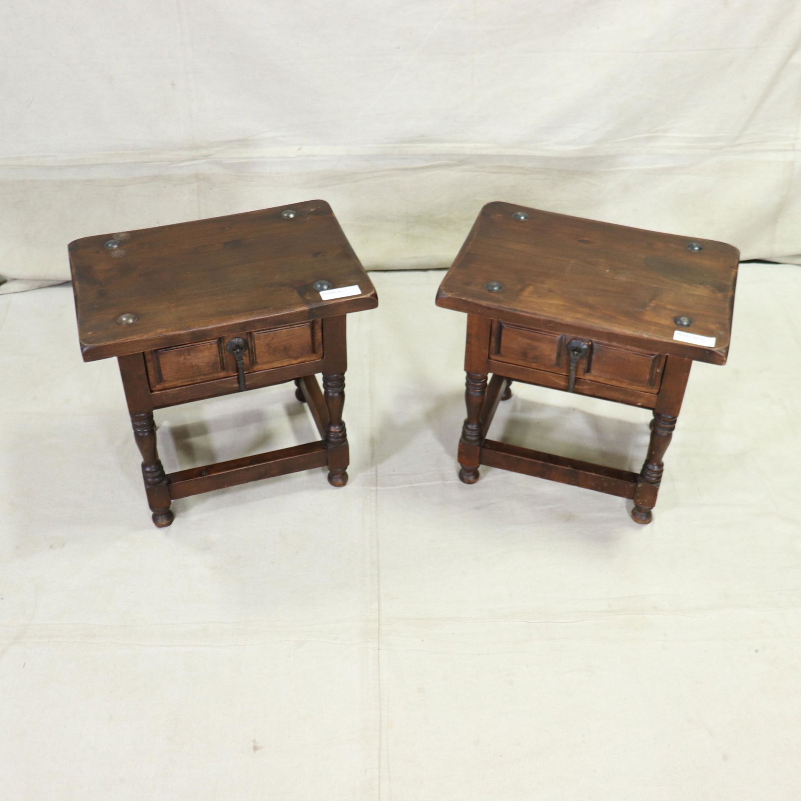 Pair Spanish Style End Tables With Drawer (1 of 4)